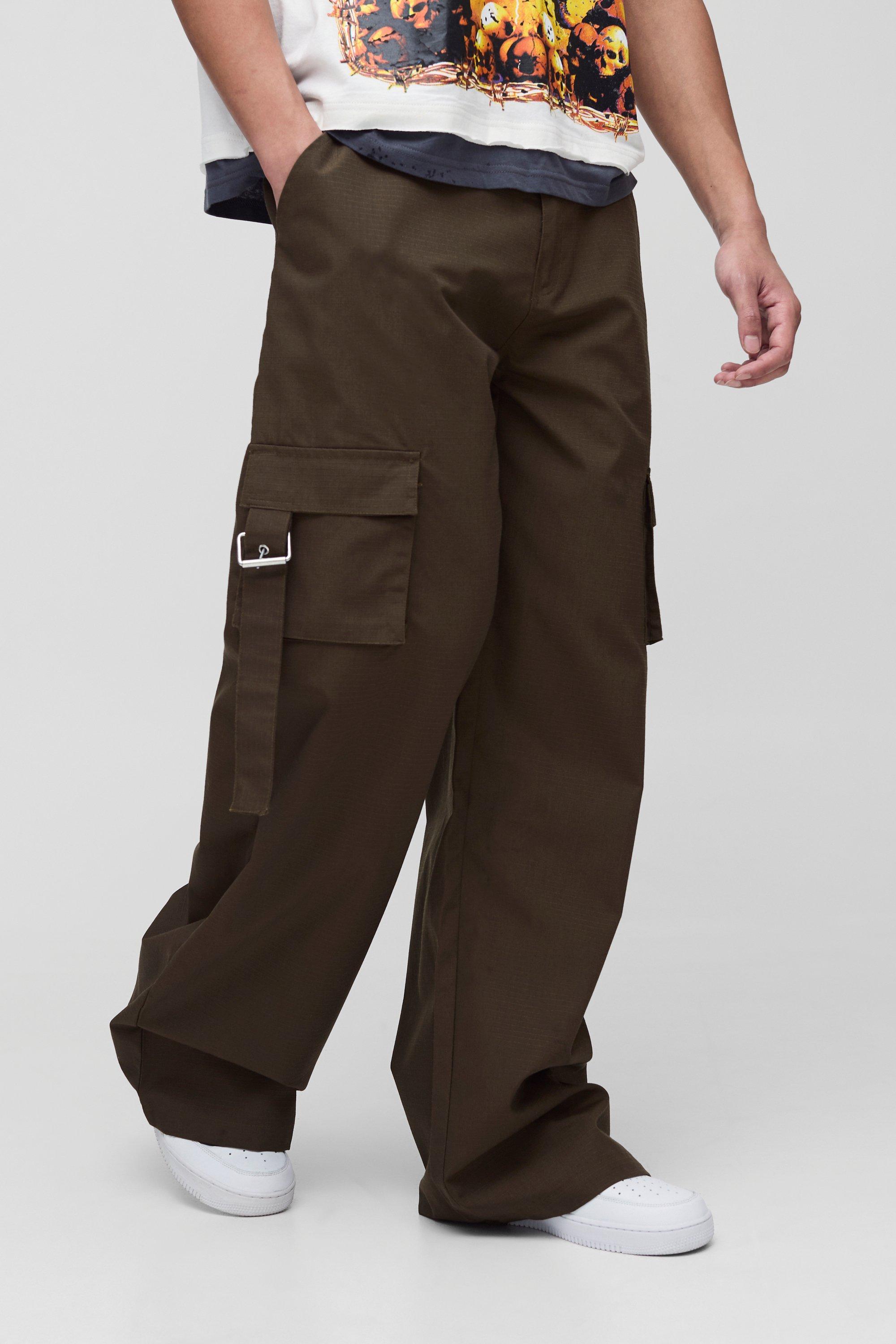 Boohoo Tall Baggy Ribfluwelen Cargo Broek Met Gesp Detail, Khaki