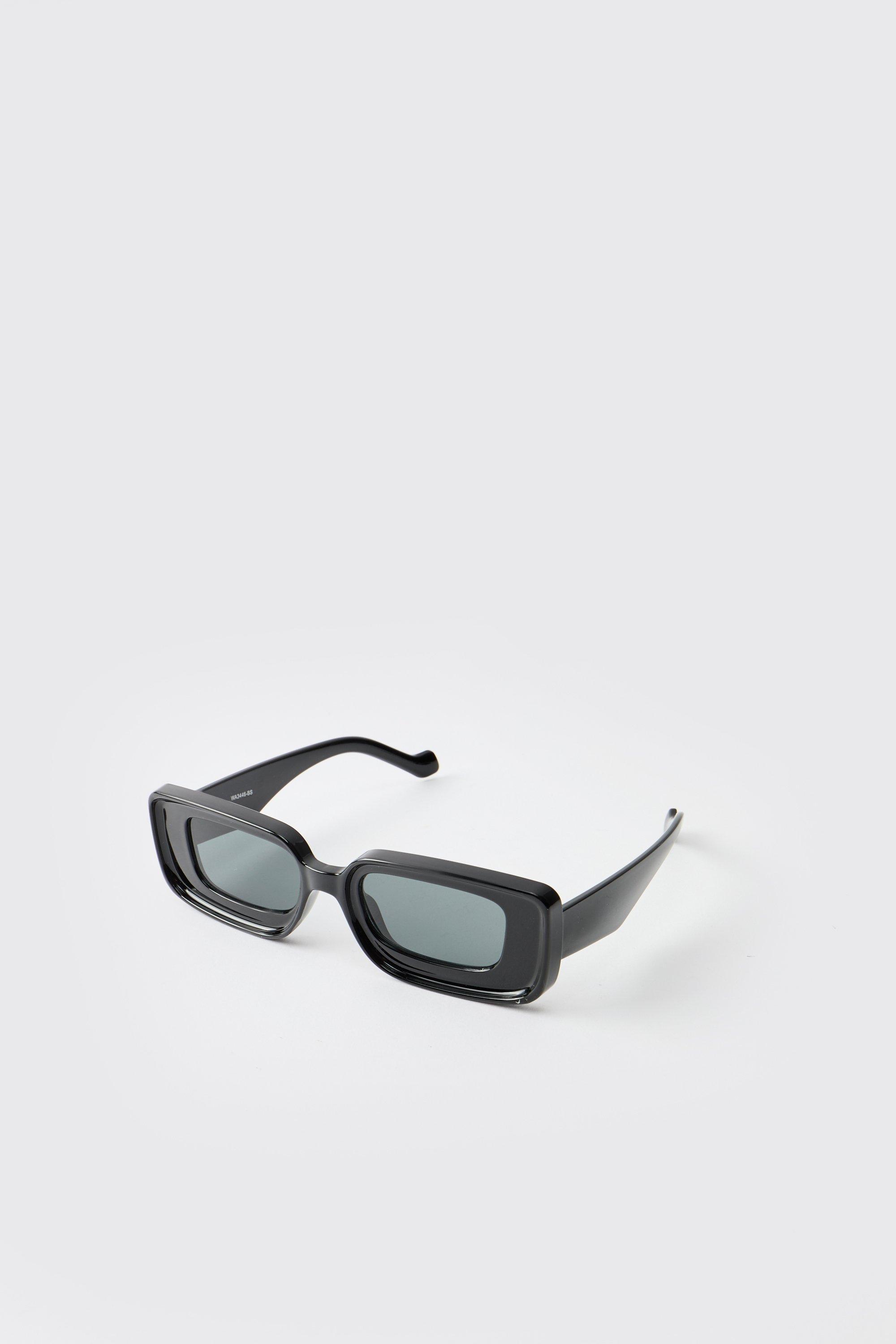 Mens Lense Detail Sunglasses In Black, Black