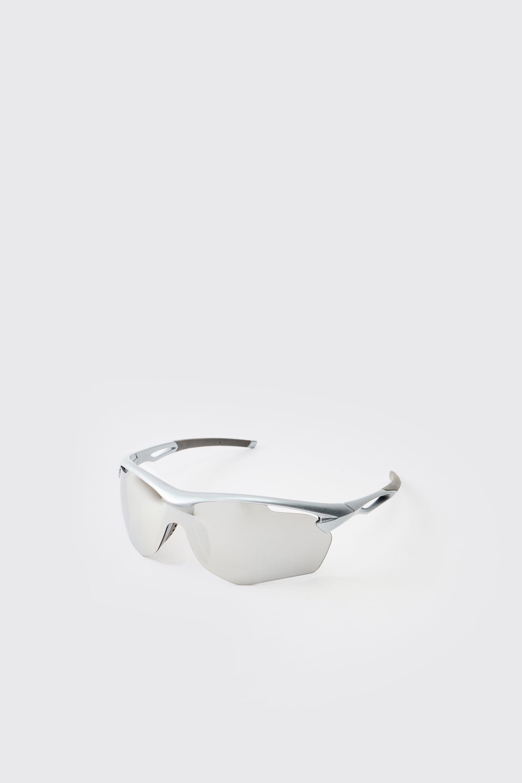 Mens Grey Chrome Detail Sunglasses, Grey
