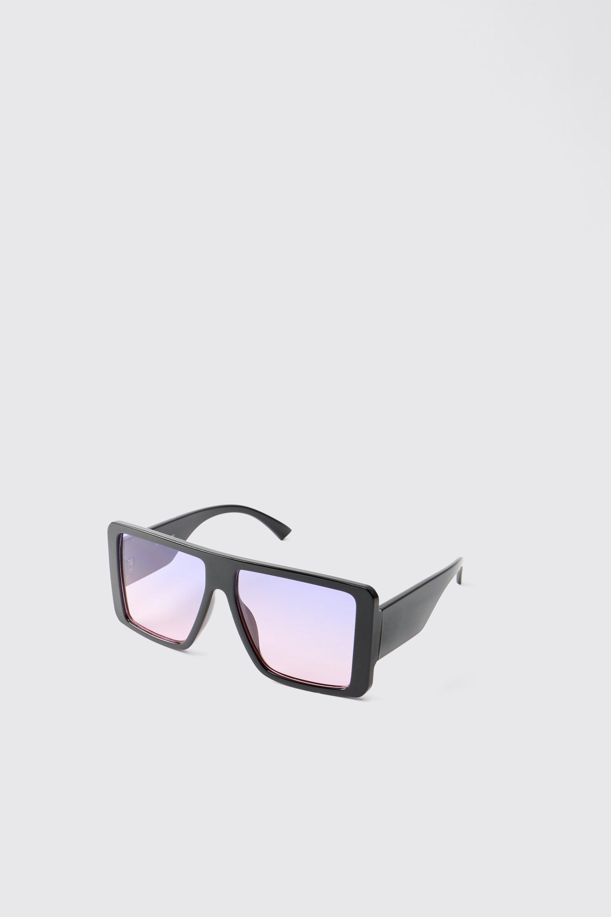 Mens Black Contrast Pink Lense Sunglasses, Black