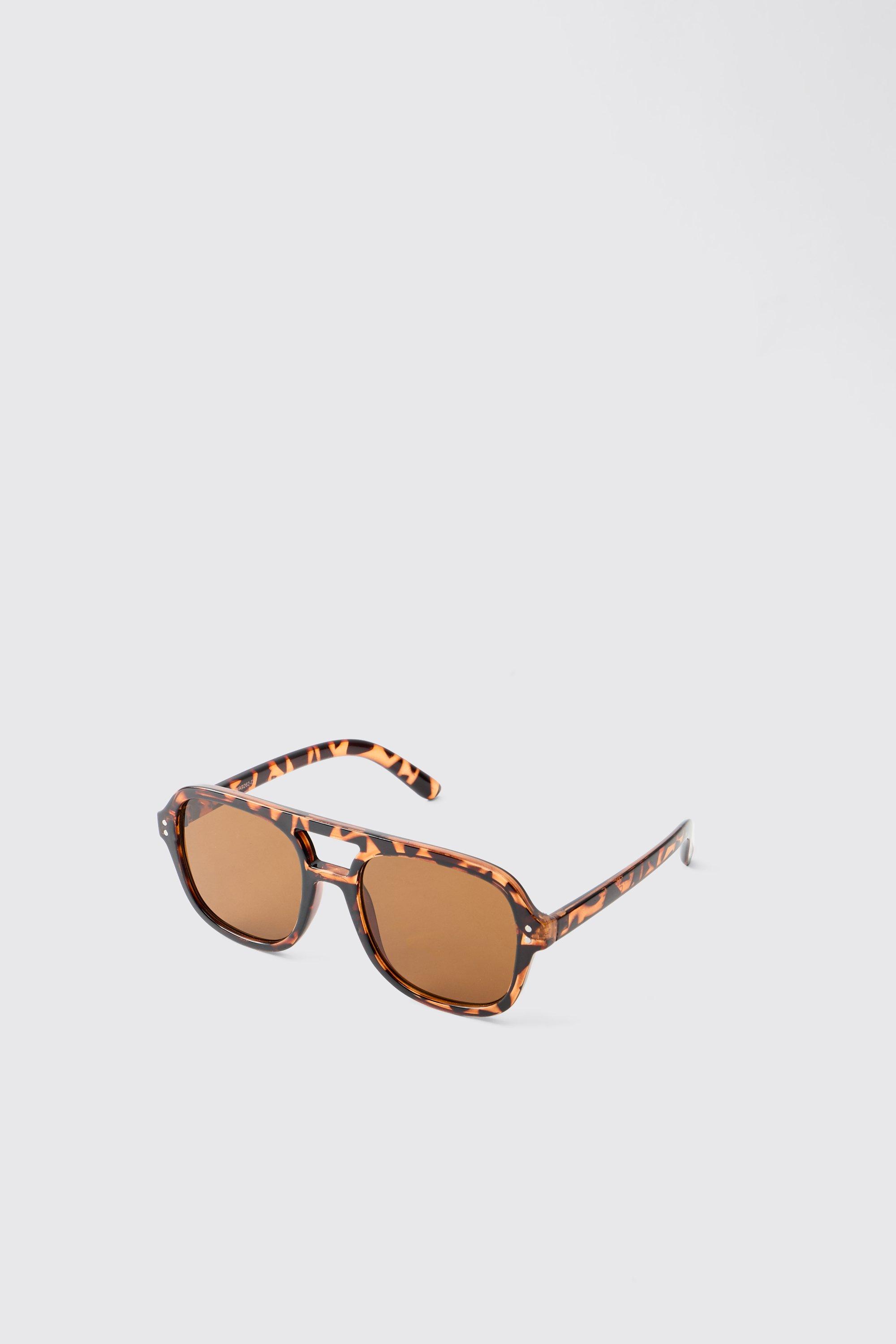 Mens Brown Tort Plastic Retro Sunglasses, Brown