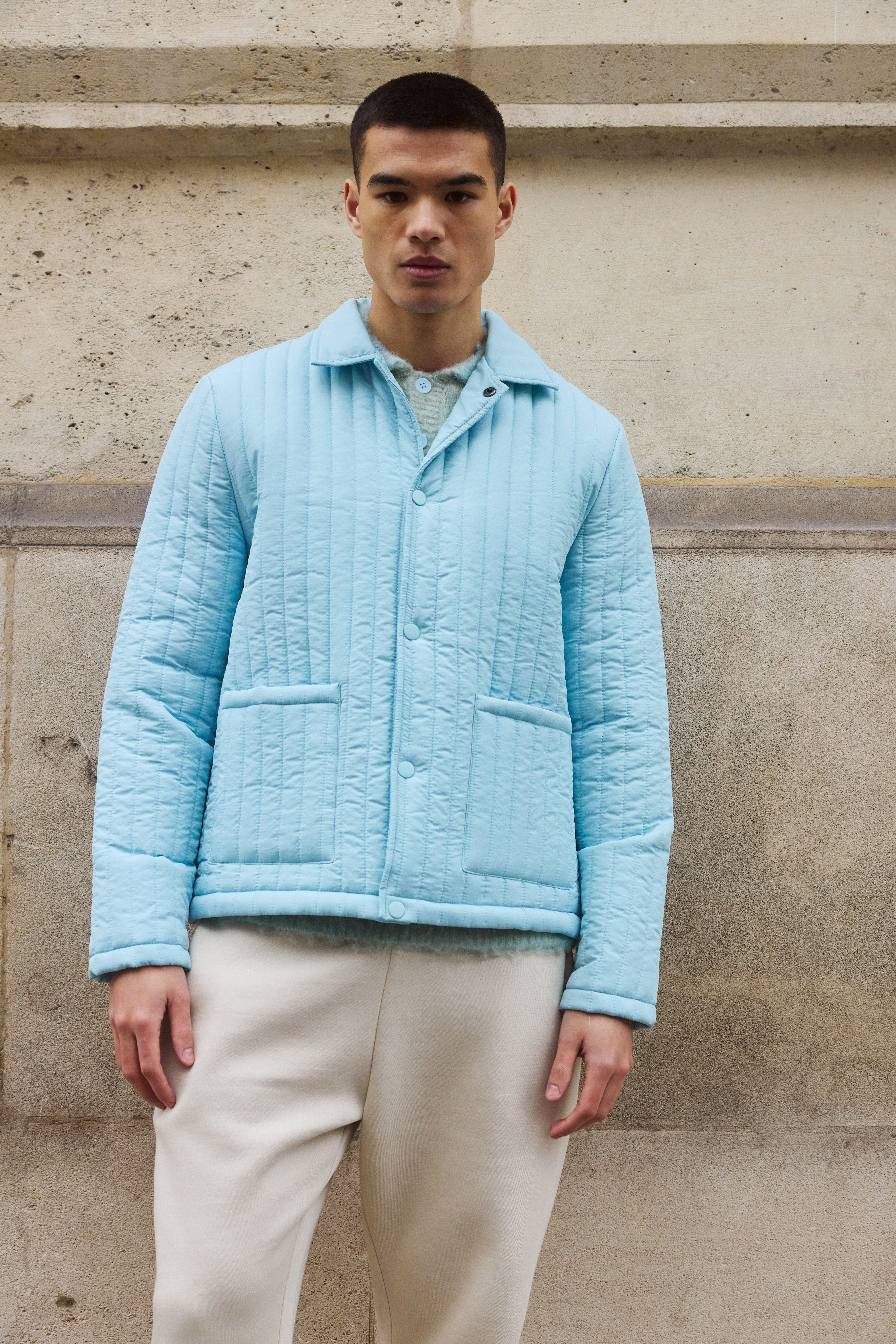 Image of Giacca Harrington Regular Fit trapuntata, Azzurro