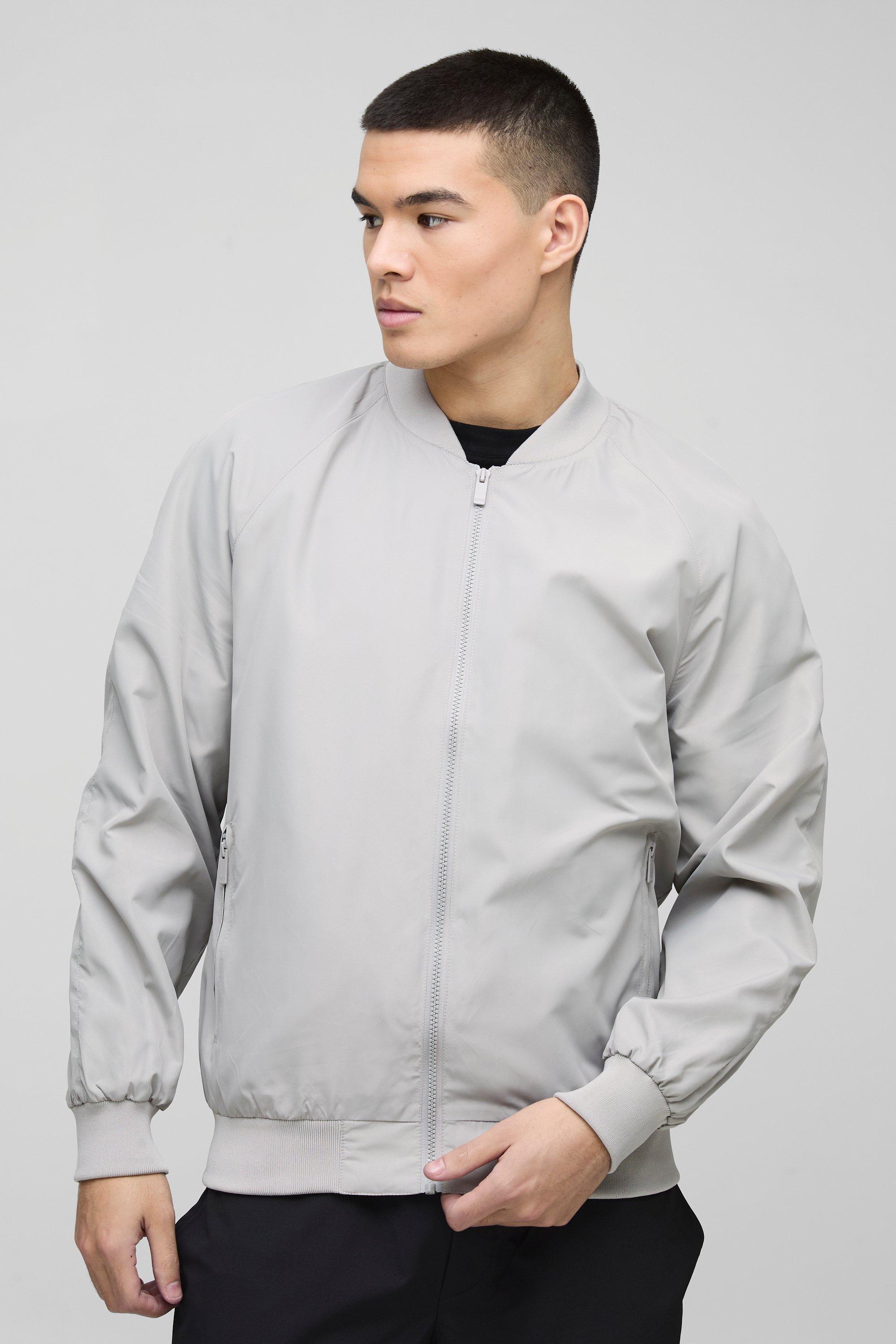 Mens Beige Regular Fit Lightweight Nylon Raglan Bomber Jacket, Beige