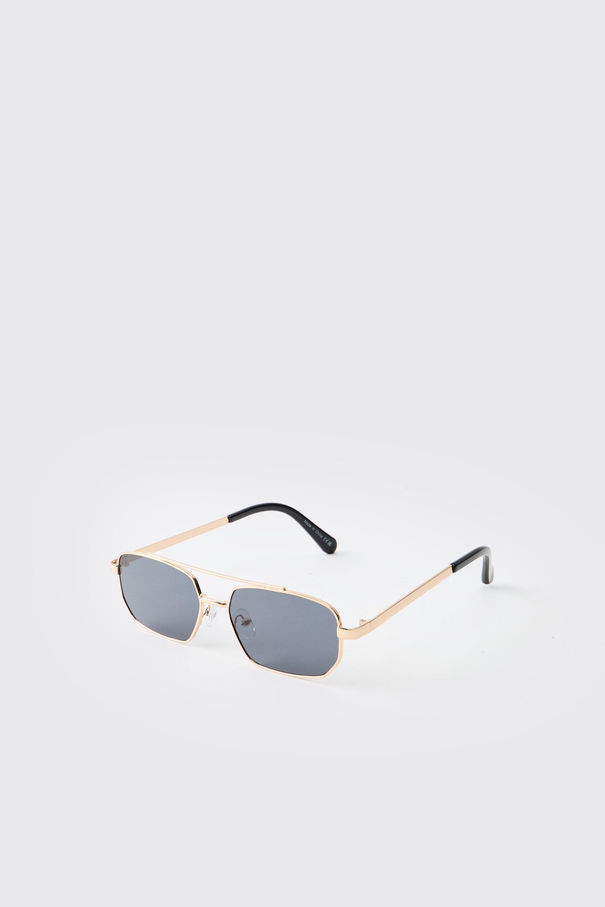Mens Gold Metal With Black Lense Navigator Sunglasses, Black