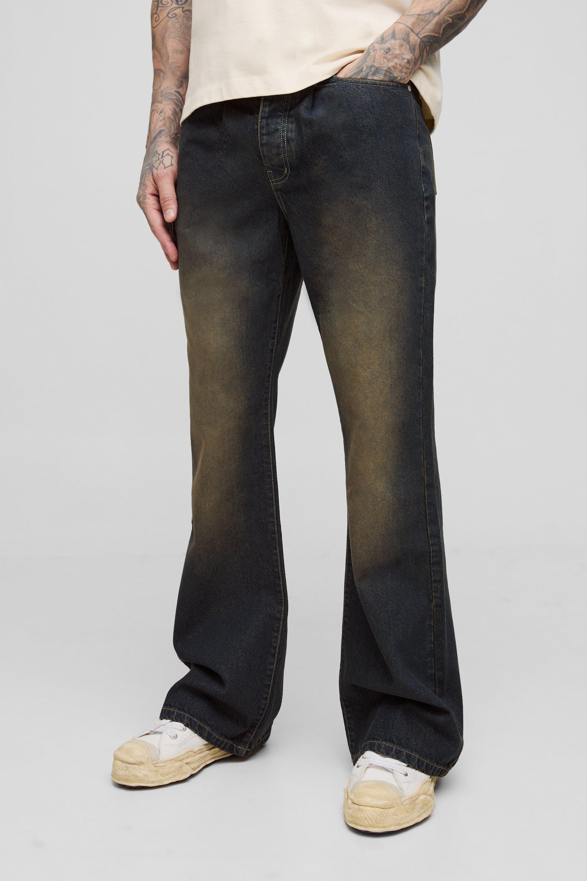 Jeans a zampa Tall rilassati con pieghe frontali, Grigio
