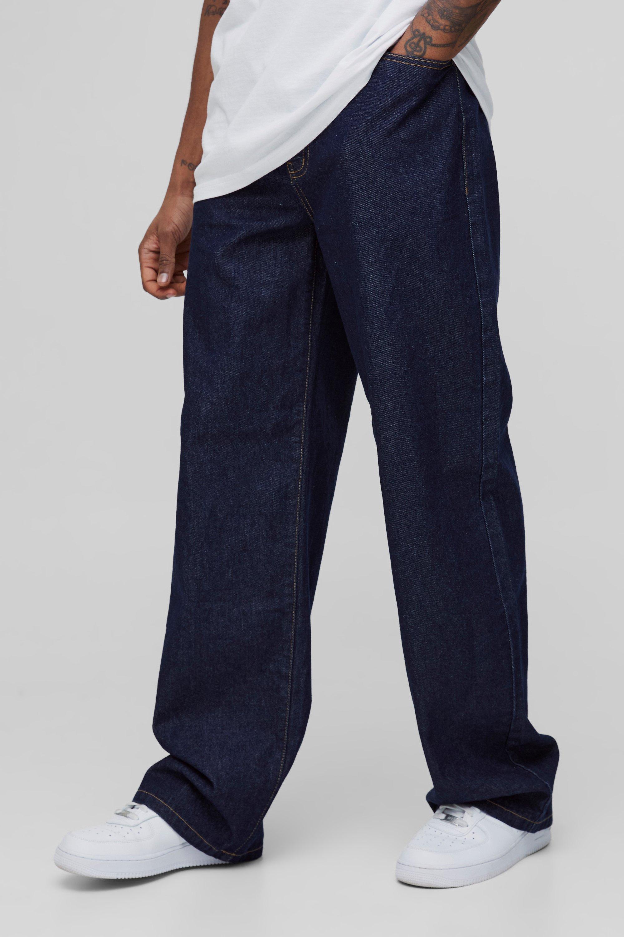 Mens Blue Tall Indigo Denim Relaxed Fit Jeans, Blue