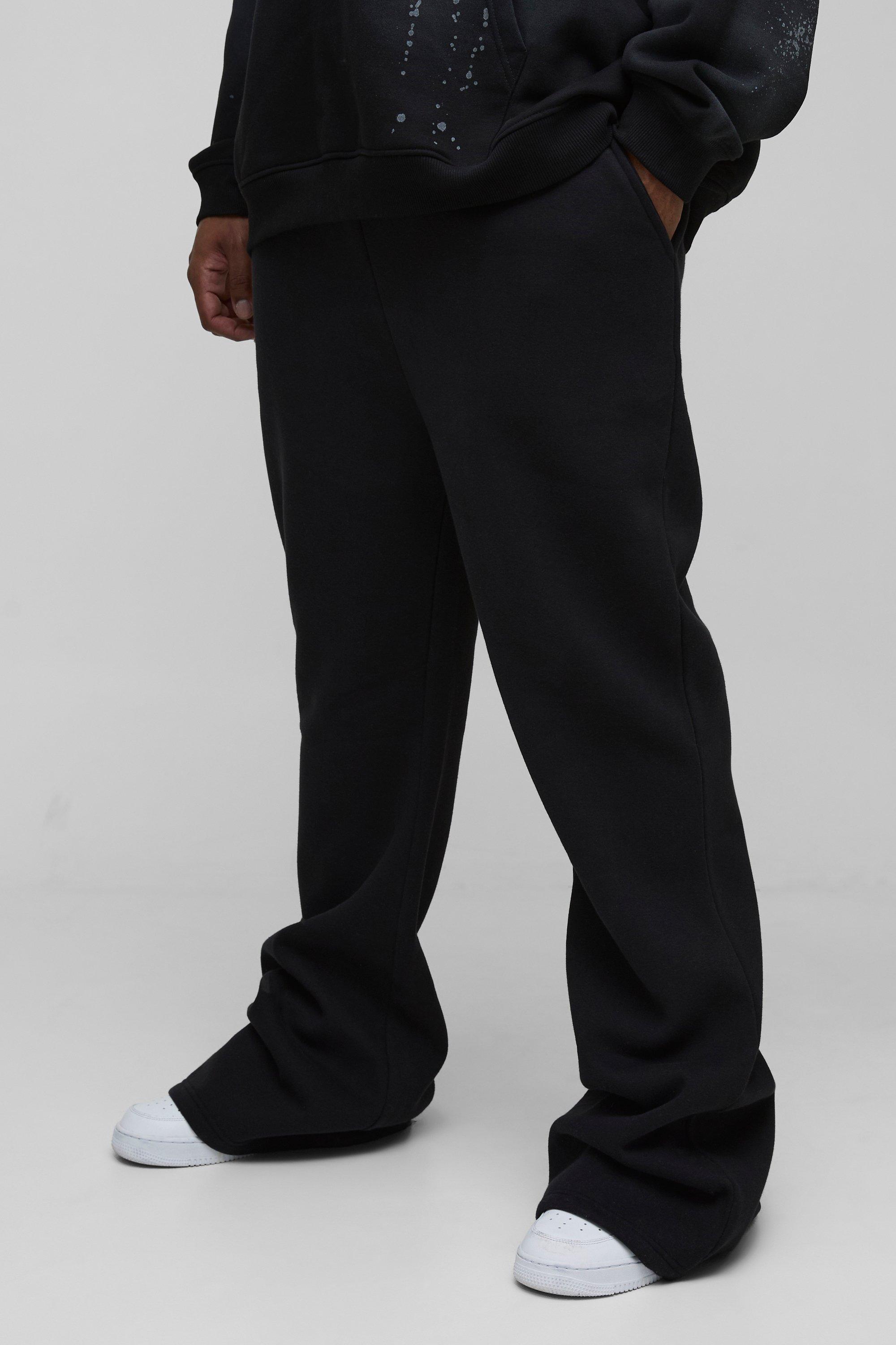 Mens Black Plus Slim Extreme Flared Joggers, Black