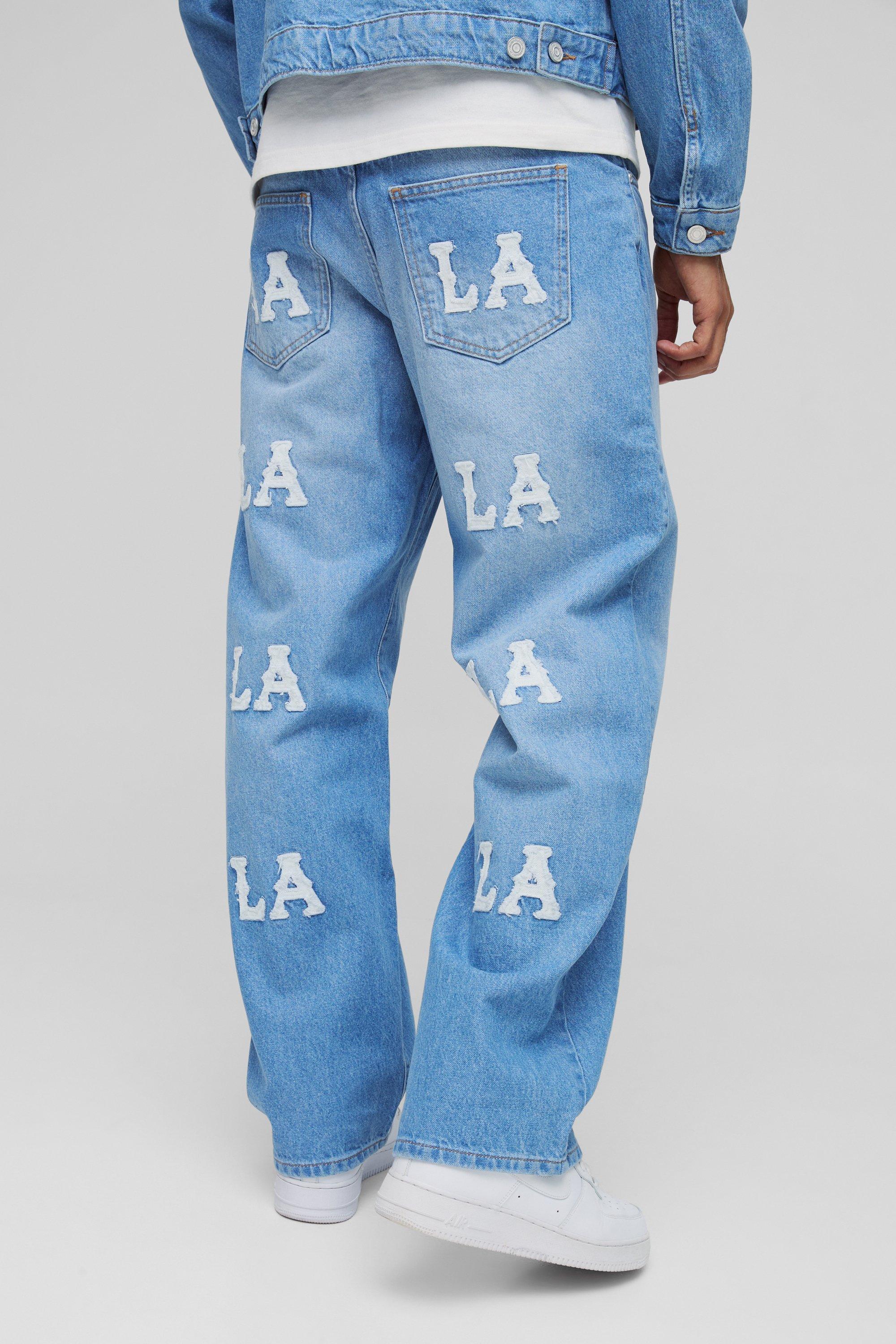 Boohoo Baggy La Jeans, Light Blue