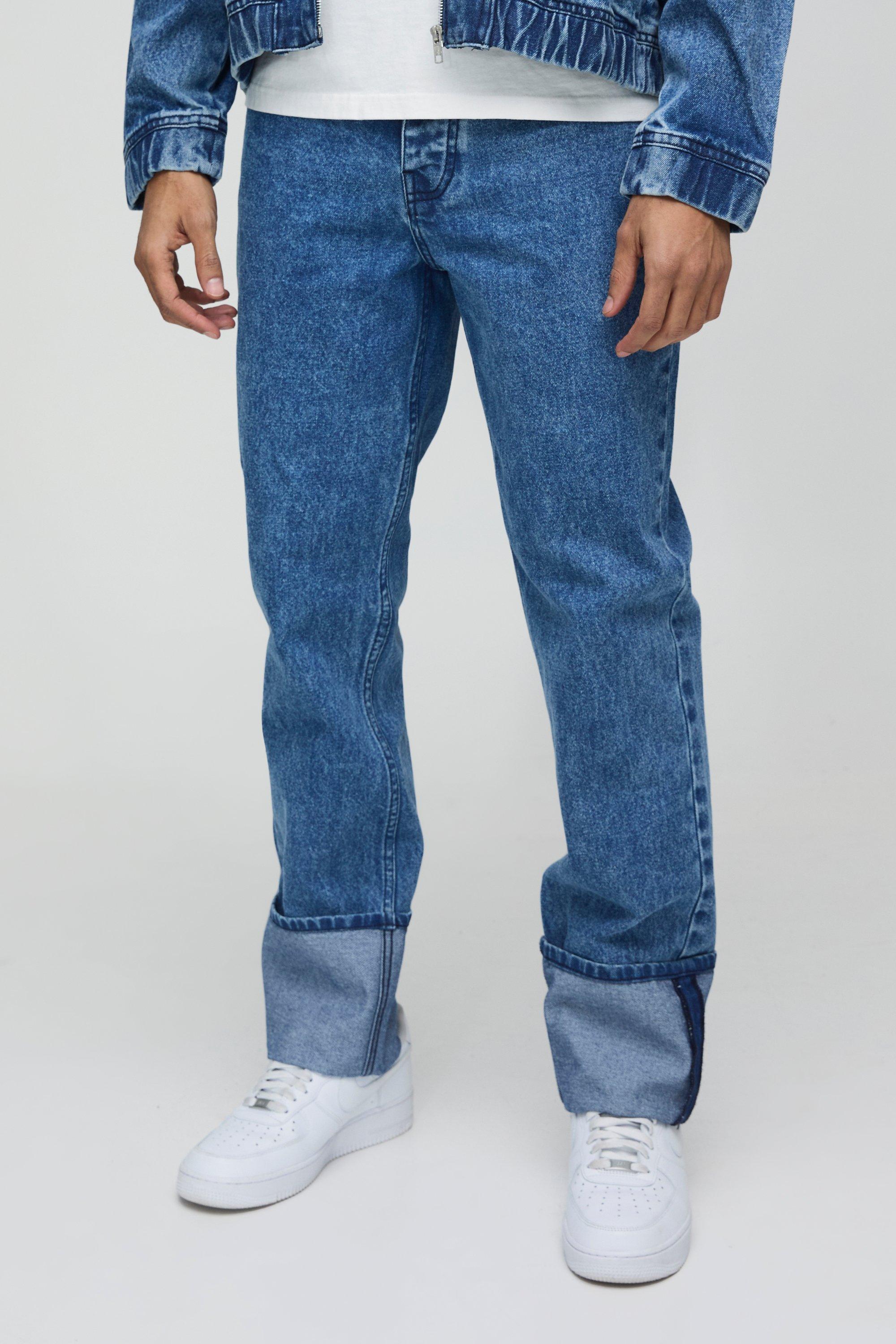 Jeans dritti Official con ricami, Azzurro