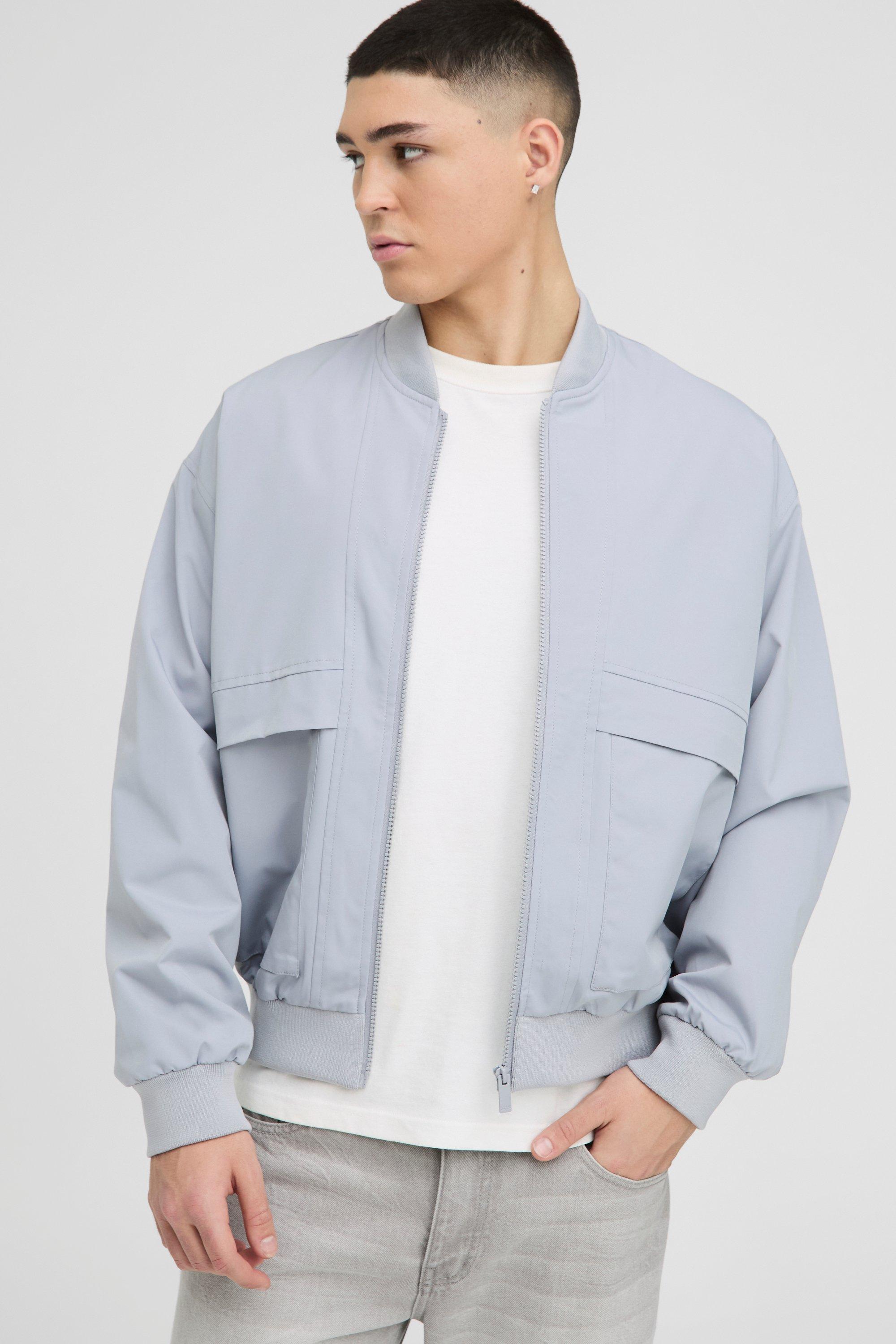 Oversized Boxy Seam Detail Nylon Bomber Jacket