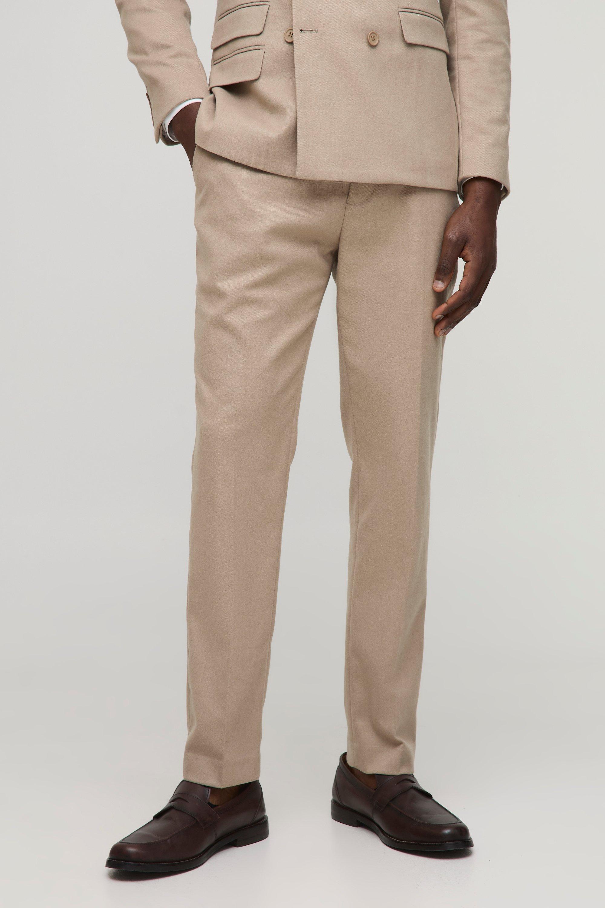 Pantaloni sartoriali Slim Fit con trama, Cream