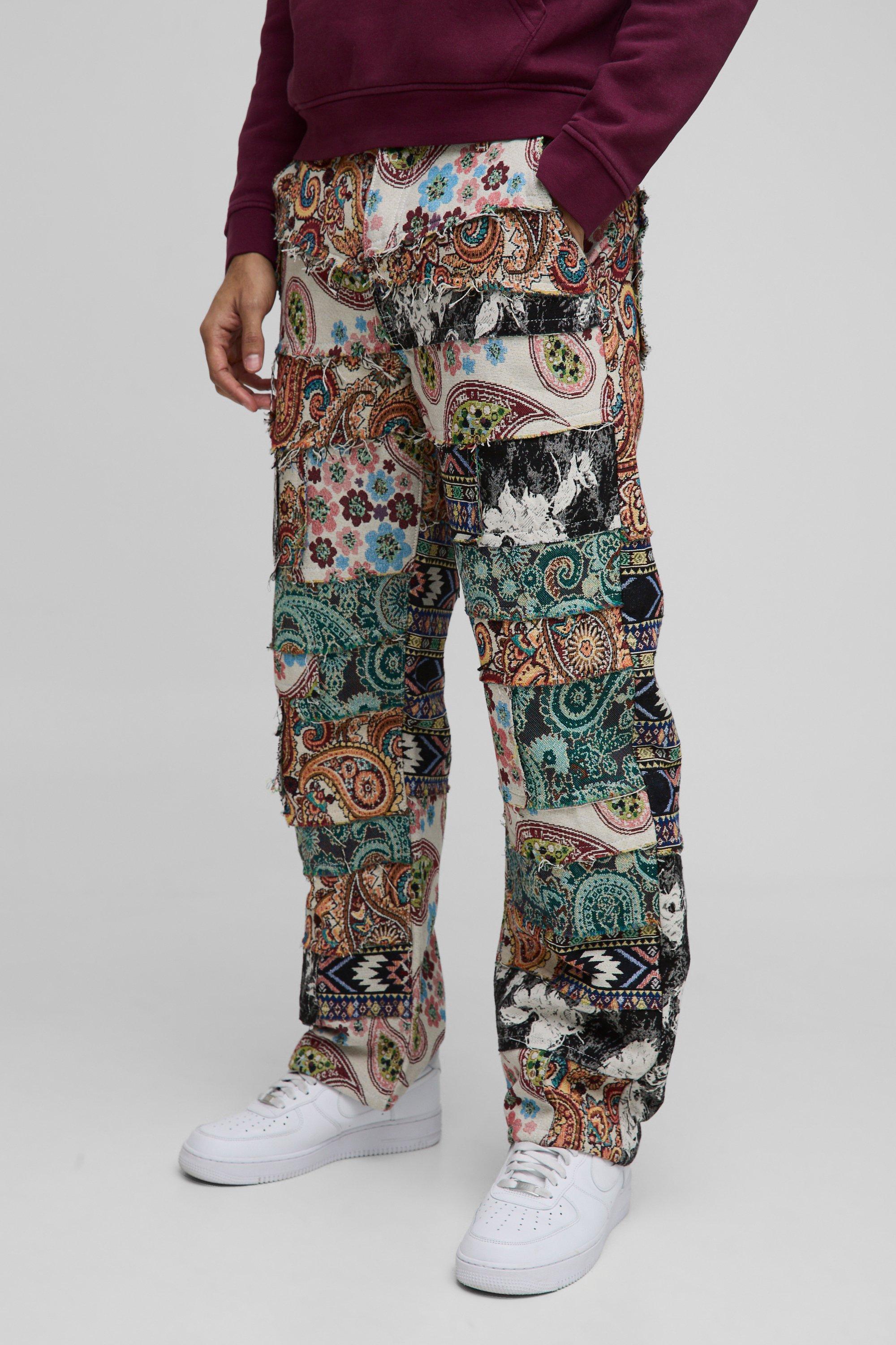 Pantaloni Rilassati Stile Arazzo Effetto Patchwork, Multi