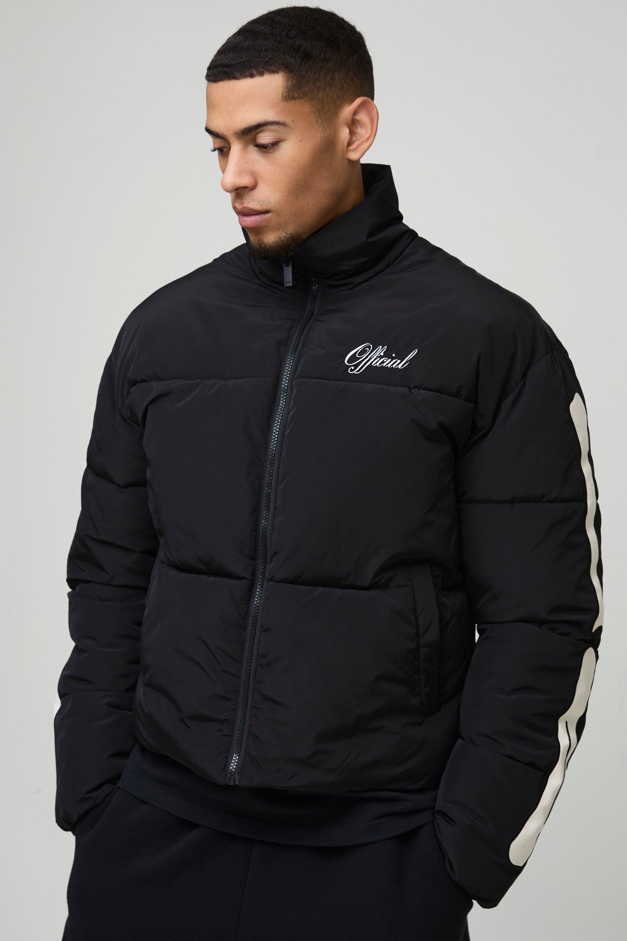 Boxy Funnel Neck Skeleton Puffer Jacket
