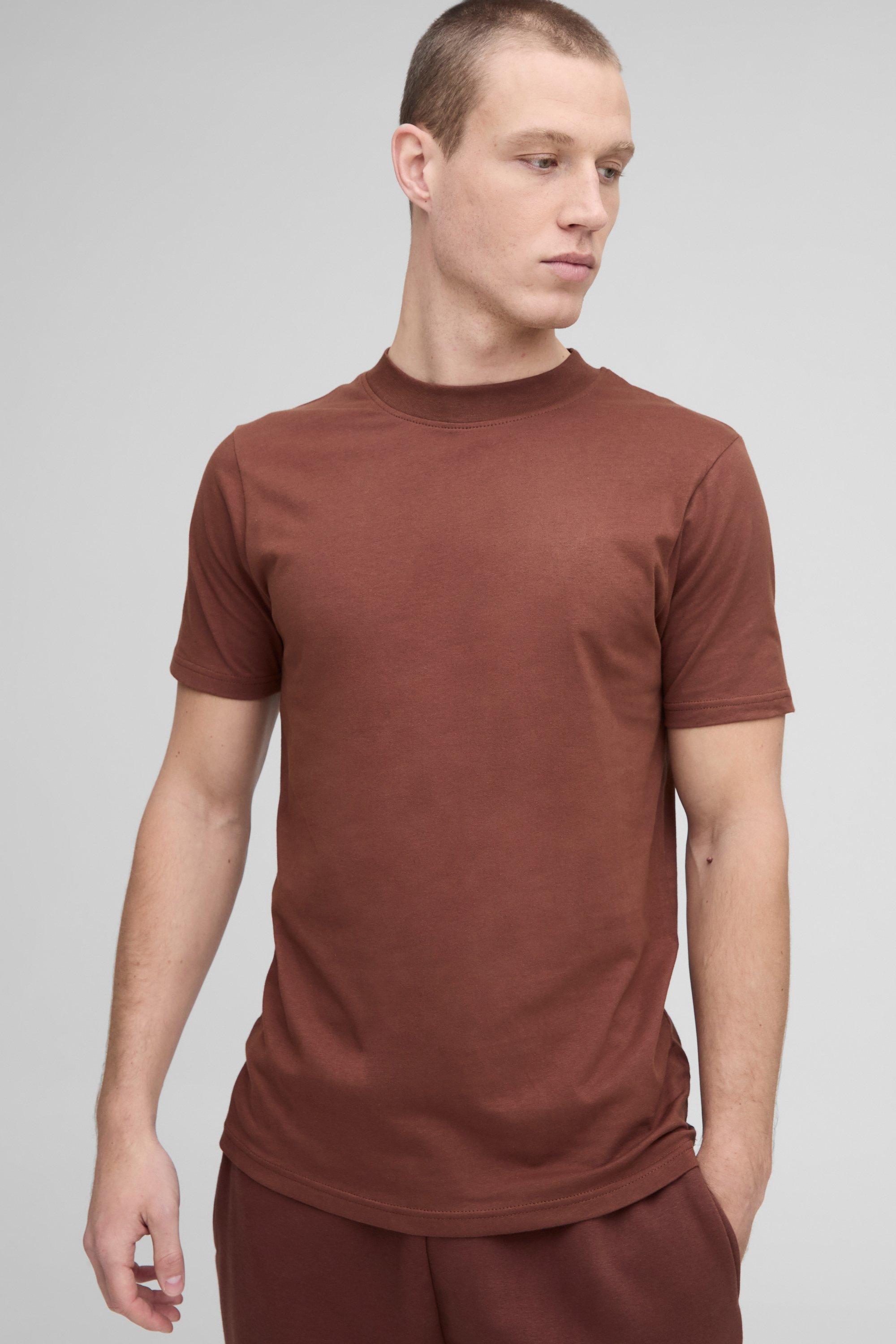 T-shirt Slim Fit Basic, Brown