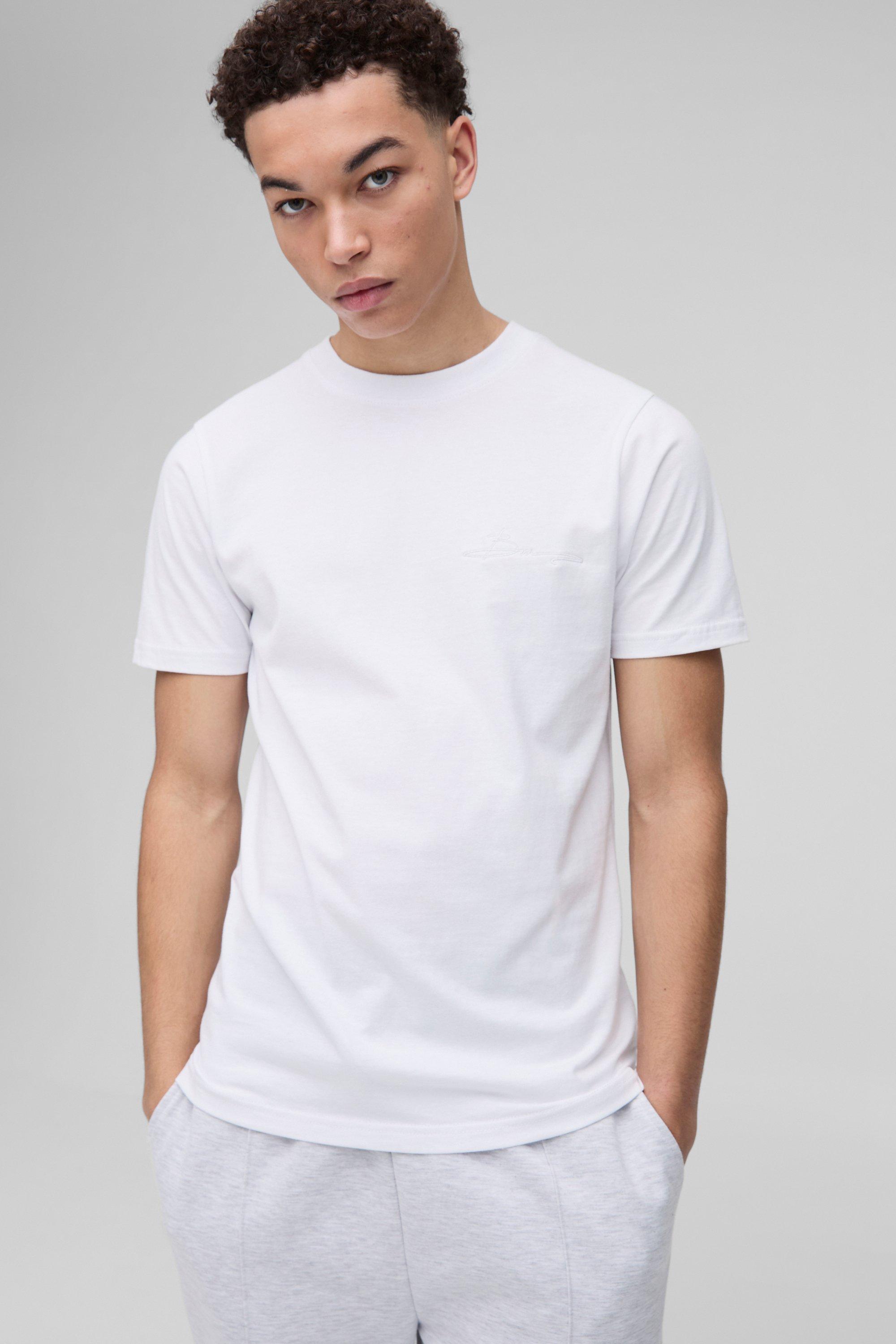 Image of T-shirt Slim Fit Homme Basic, Bianco