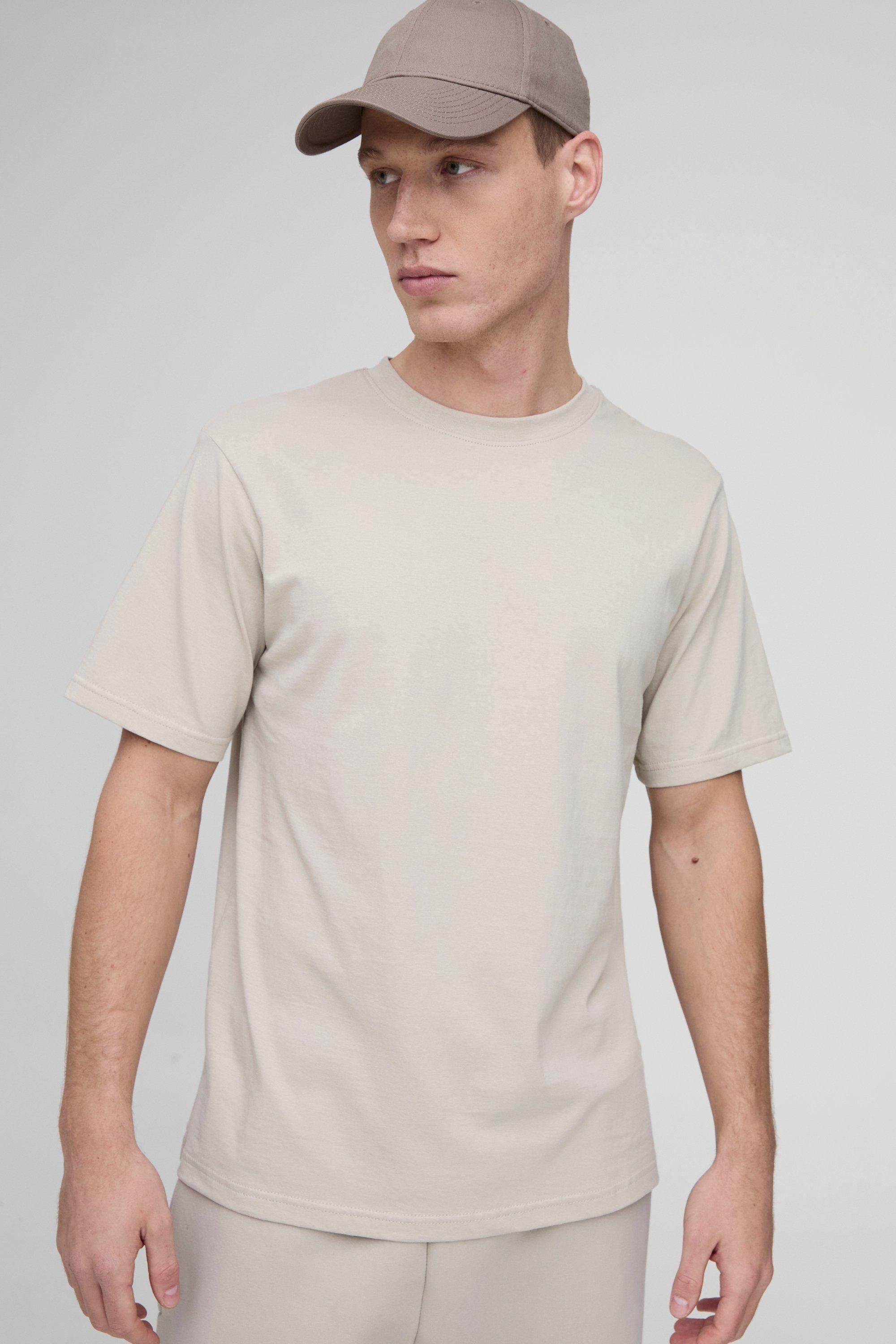 T-shirt Basic a girocollo, Beige