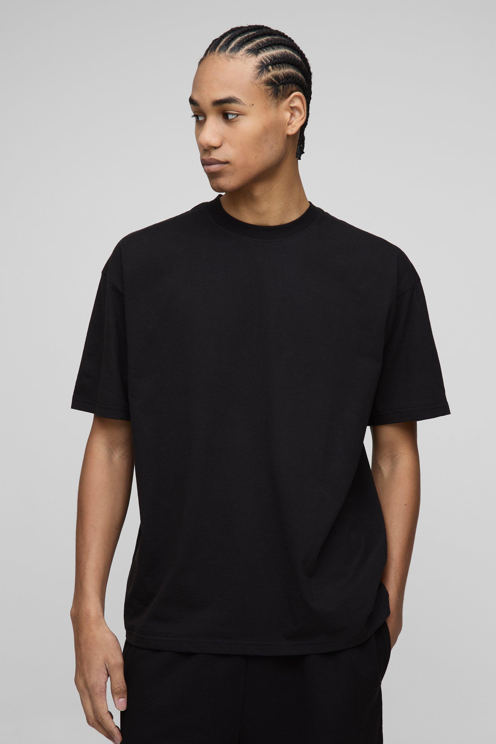 T-shirt oversize Basic a girocollo, Nero