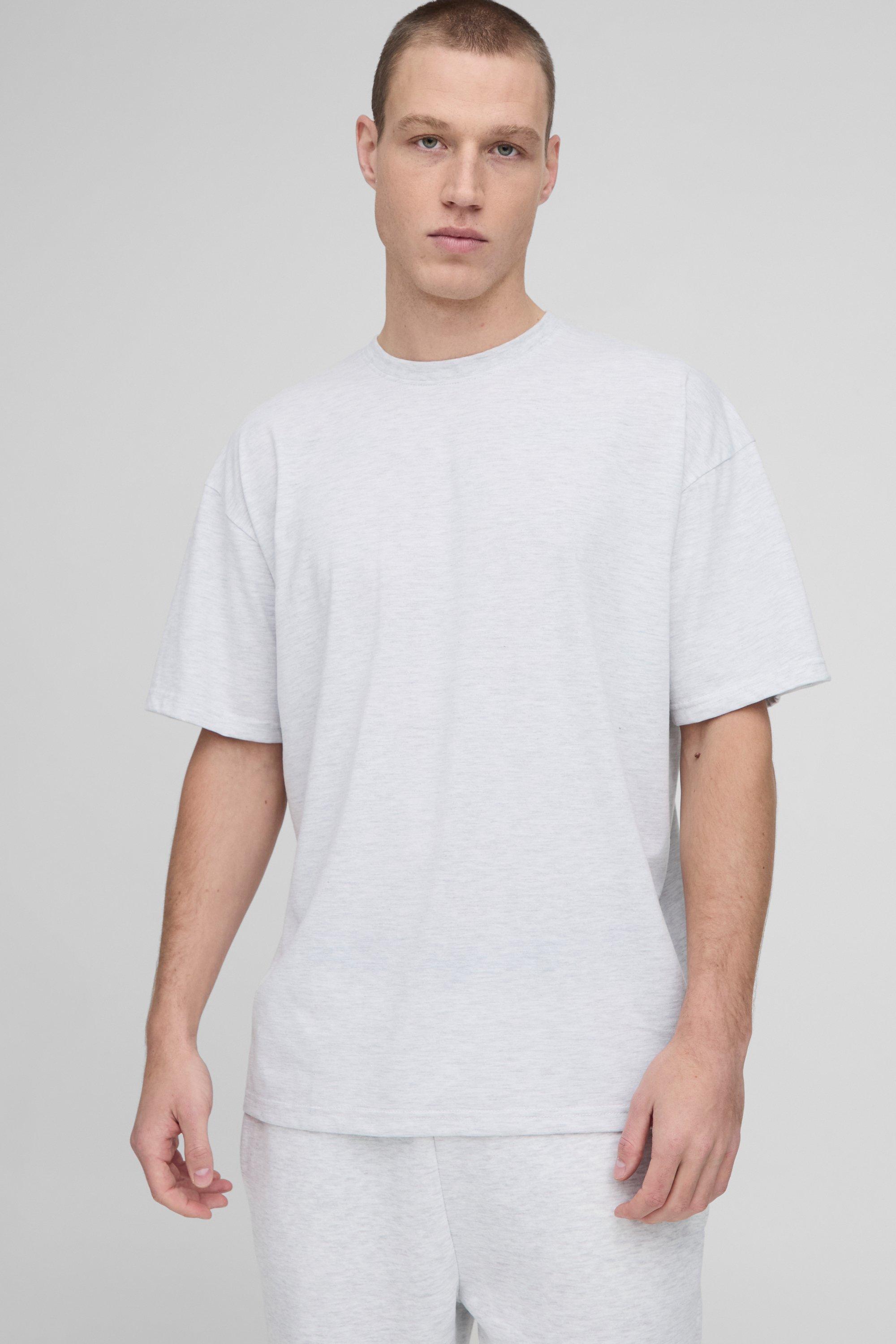 T-shirt oversize Basic a girocollo, Grigio