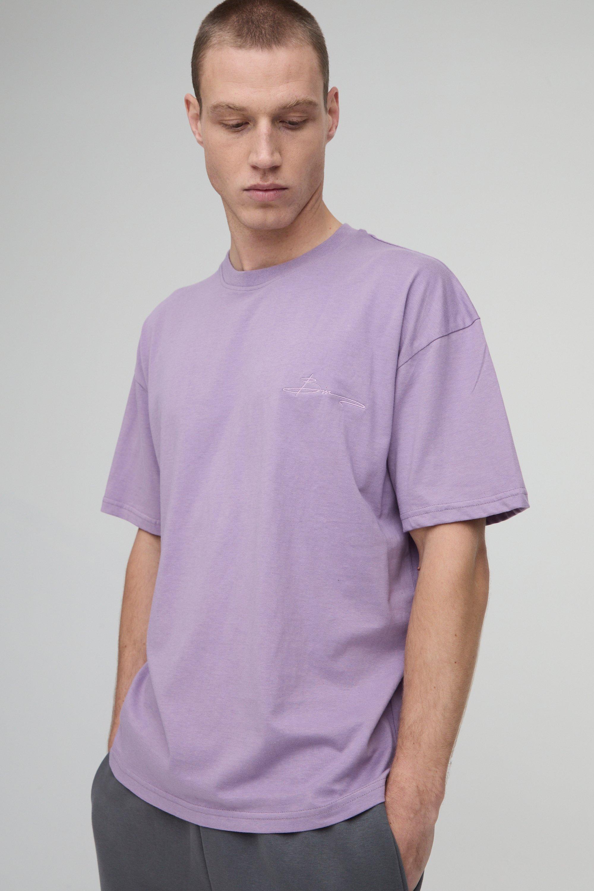 T-shirt oversize Homme a girocollo, Purple