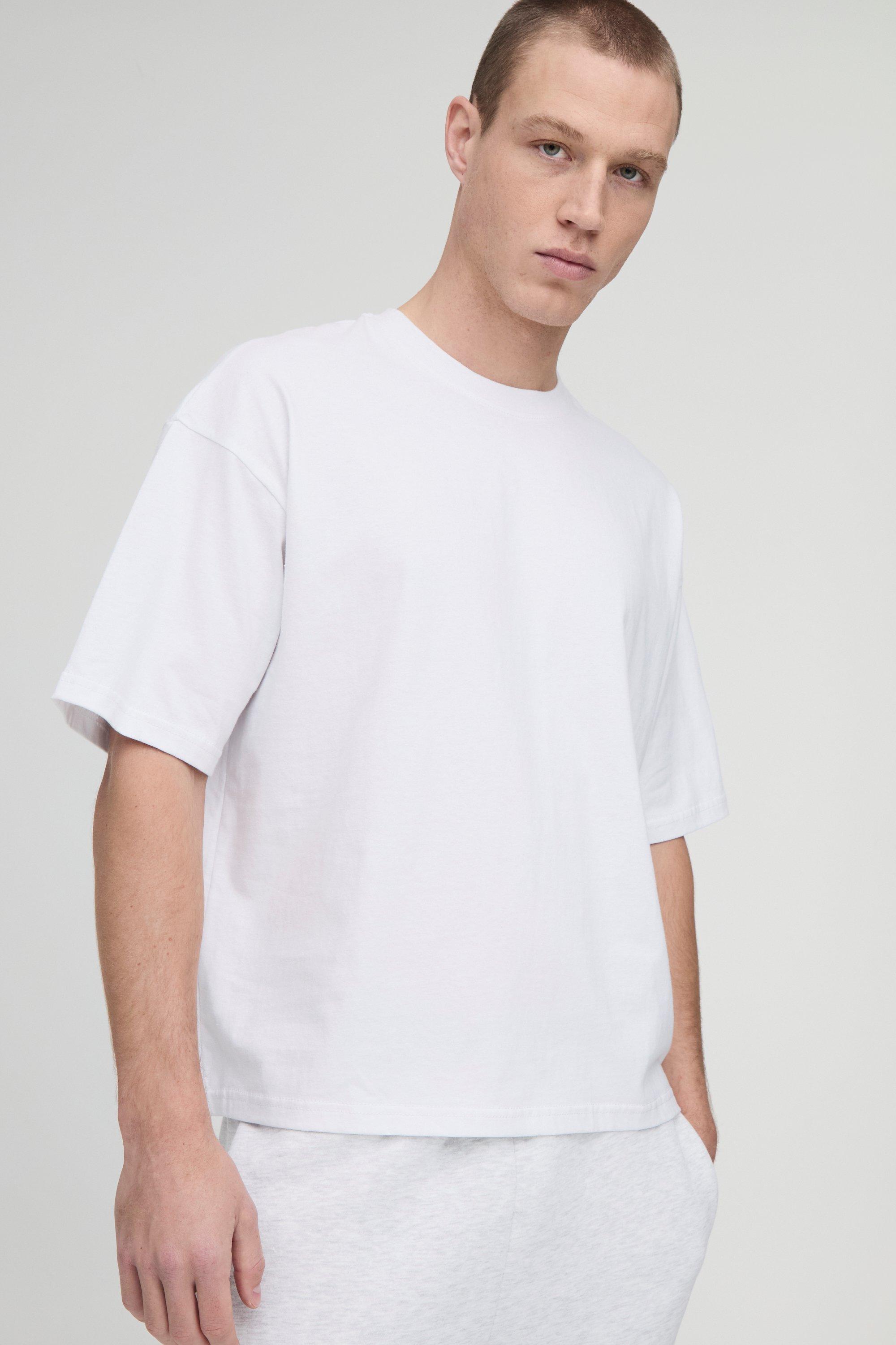 T-shirt oversize squadrata Basic, Bianco