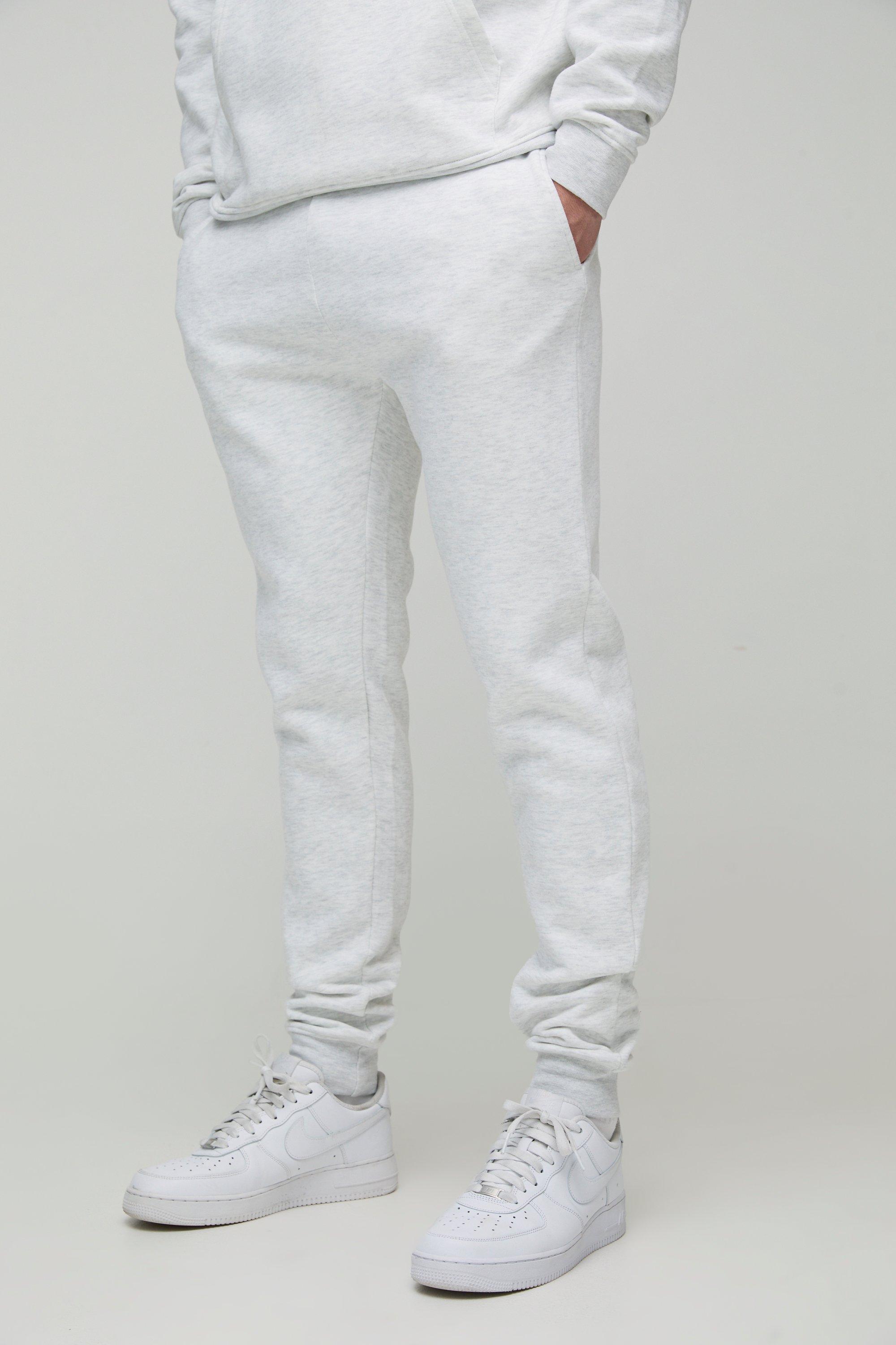 Mens Grey Tall 330GSM Skinny Fit Basic Joggers, Grey