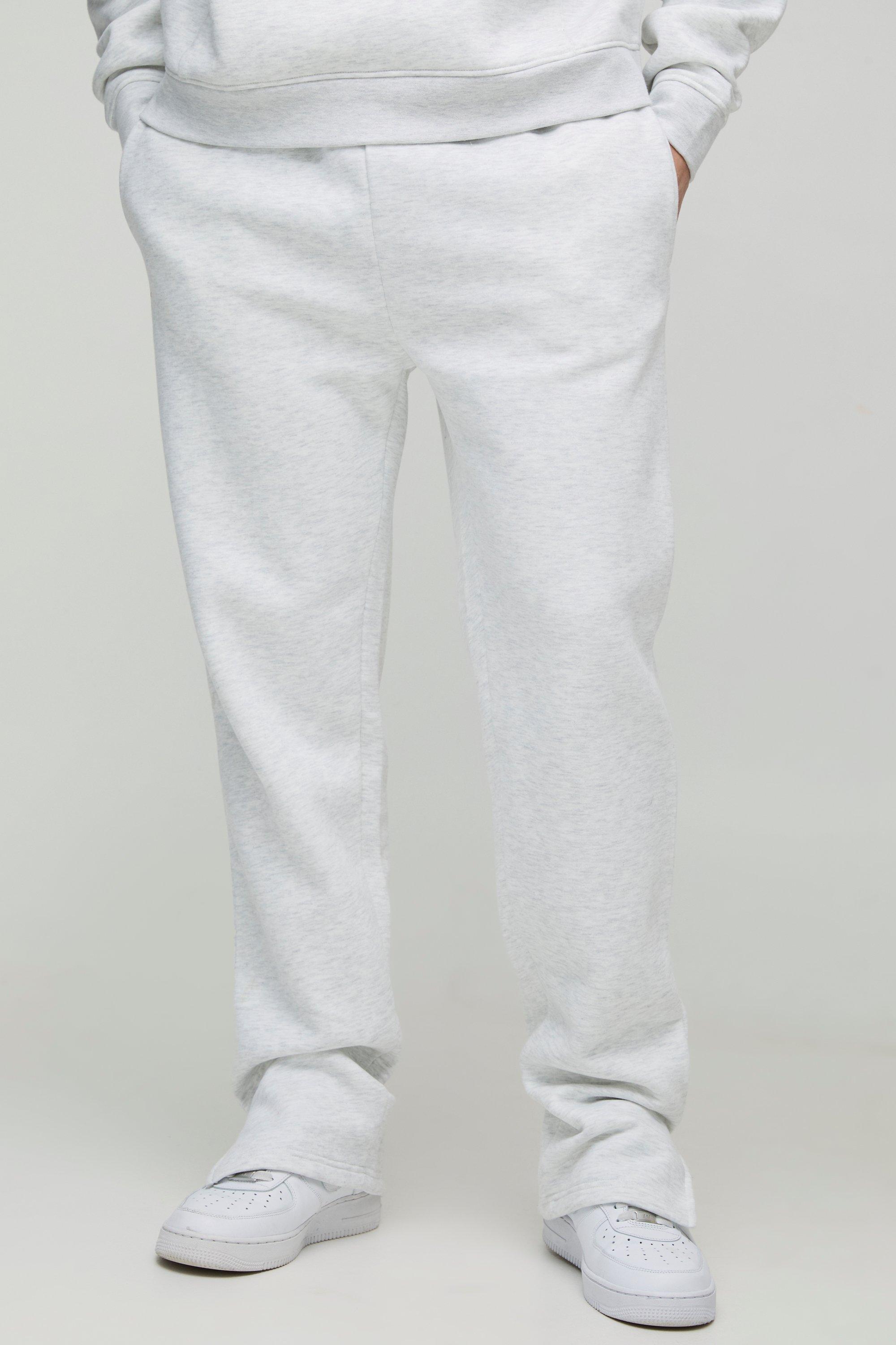 Mens Grey Tall 330GSM Regular Fit Split Hem Joggers, Grey