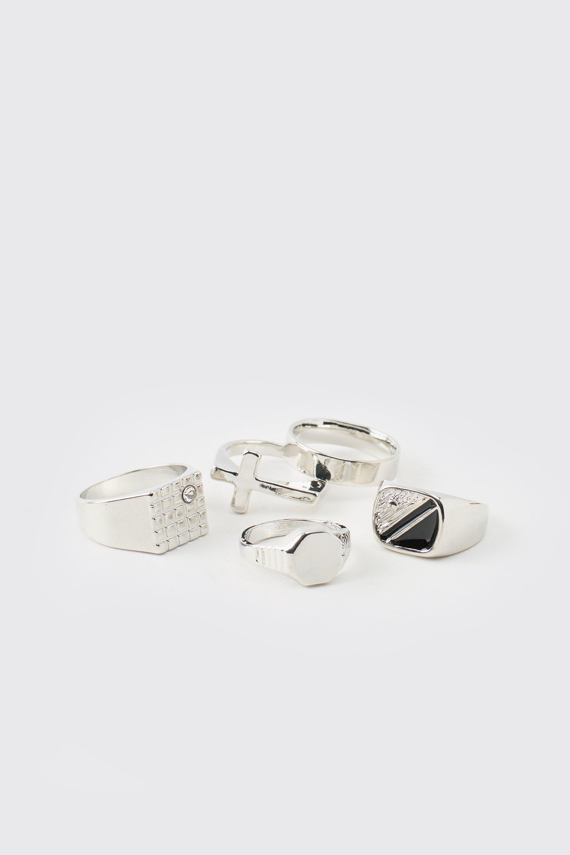 Anelli con sigillo - set di 5 paia, Grigio