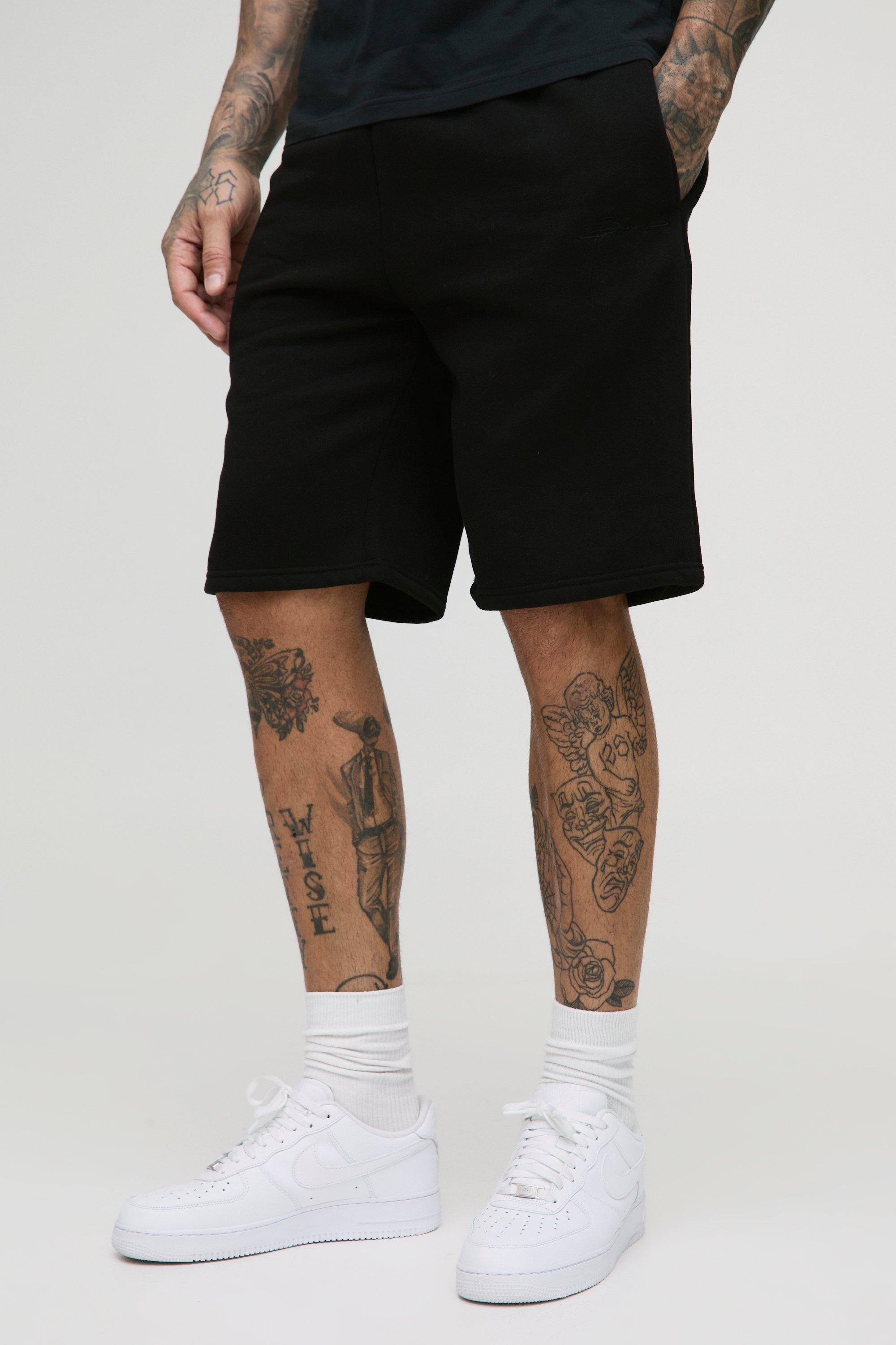 Pantaloncini Tall comodi medi con firma BM, Nero