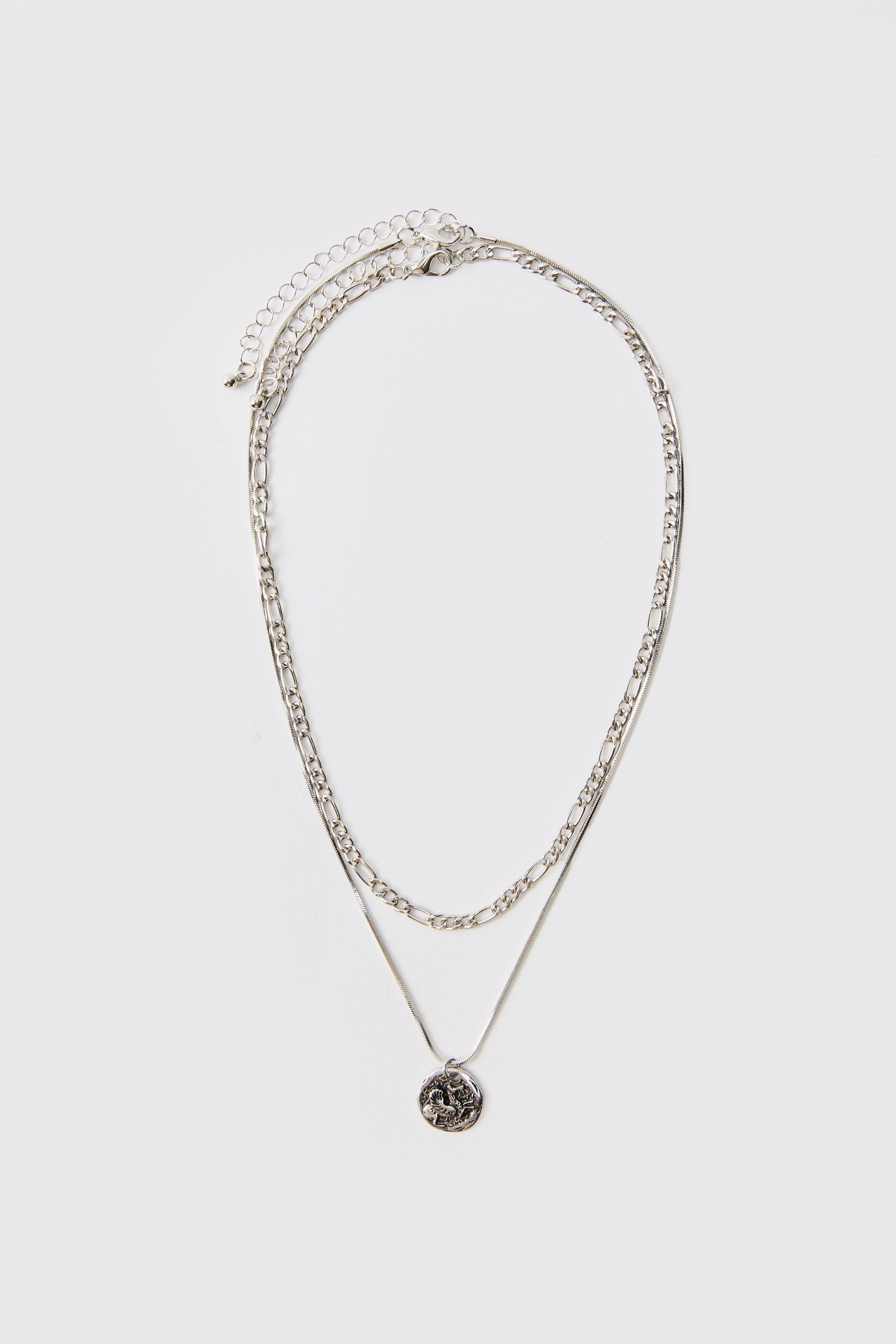 Image of Collana a più fili con pendente a catena, Grigio