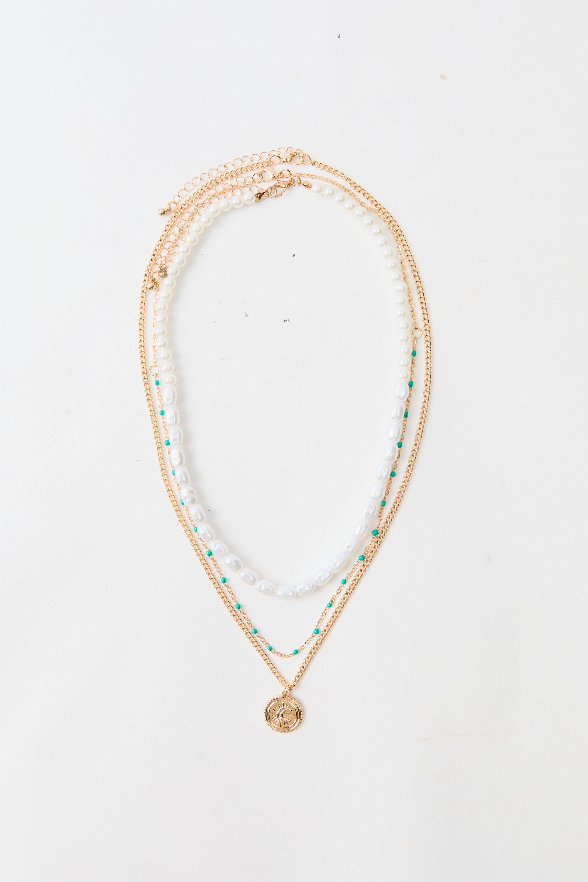 Collana a più fili di perle color oro, Metallics