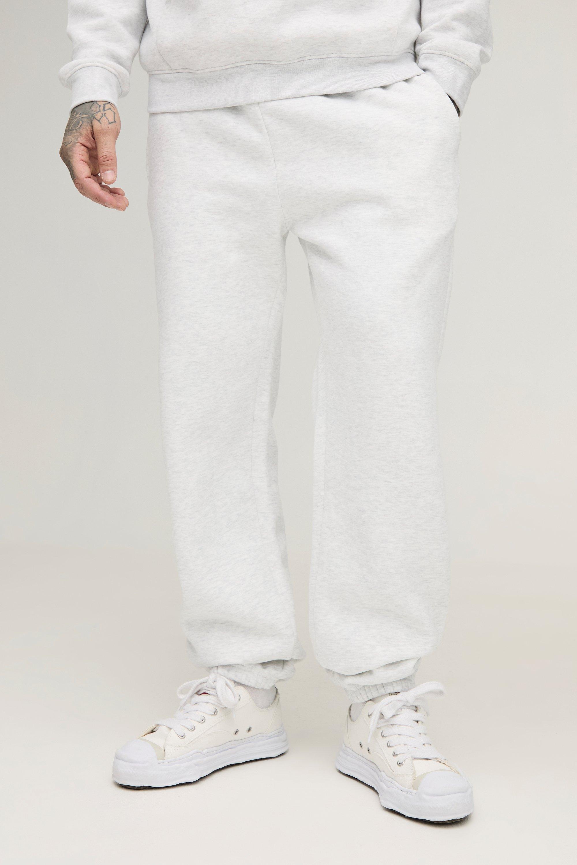 Mens Grey Tall 330GSM Relaxed Fit Basic Joggers, Grey
