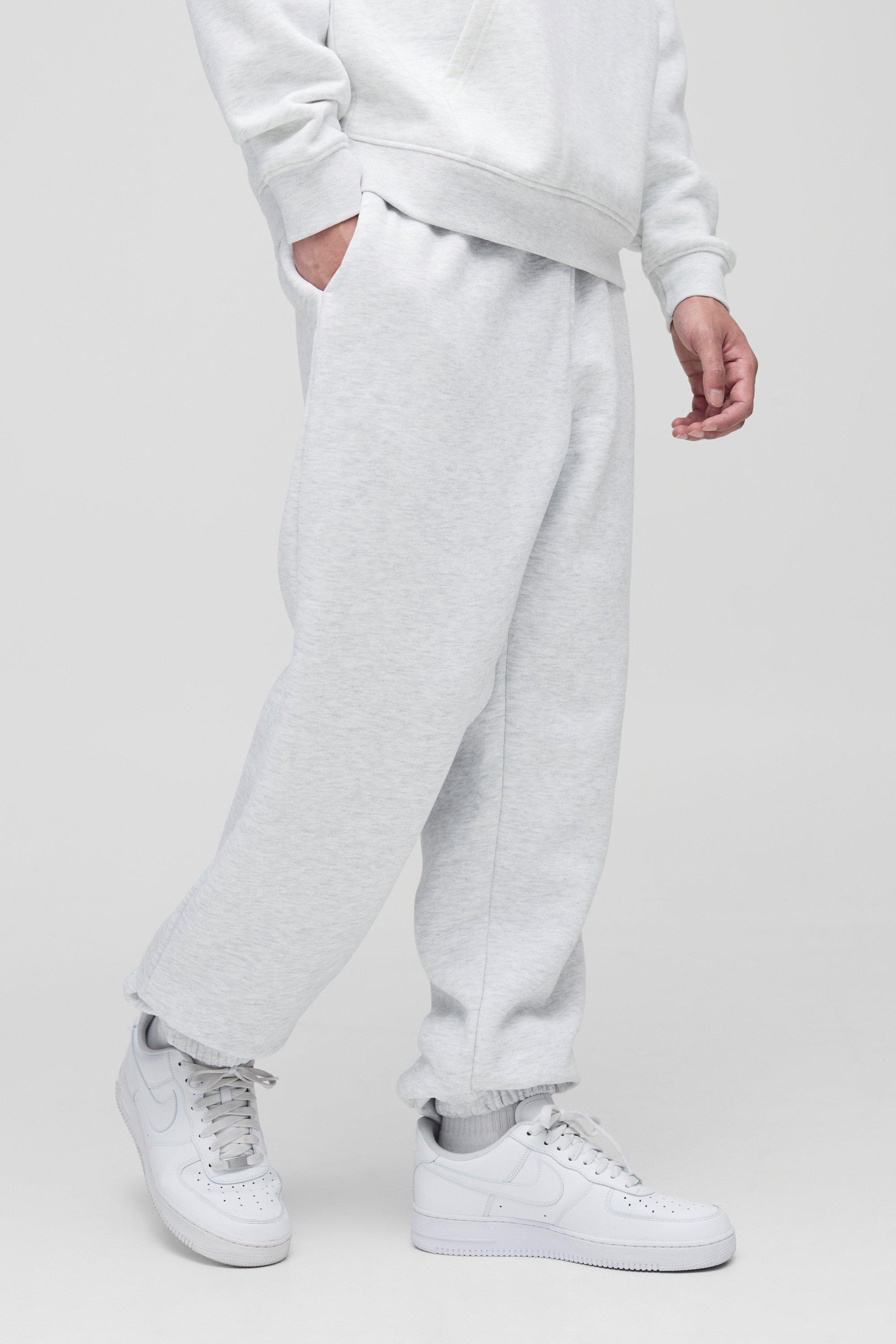 Mens Grey Tall 330GSM Oversized Fit Basic Joggers, Grey