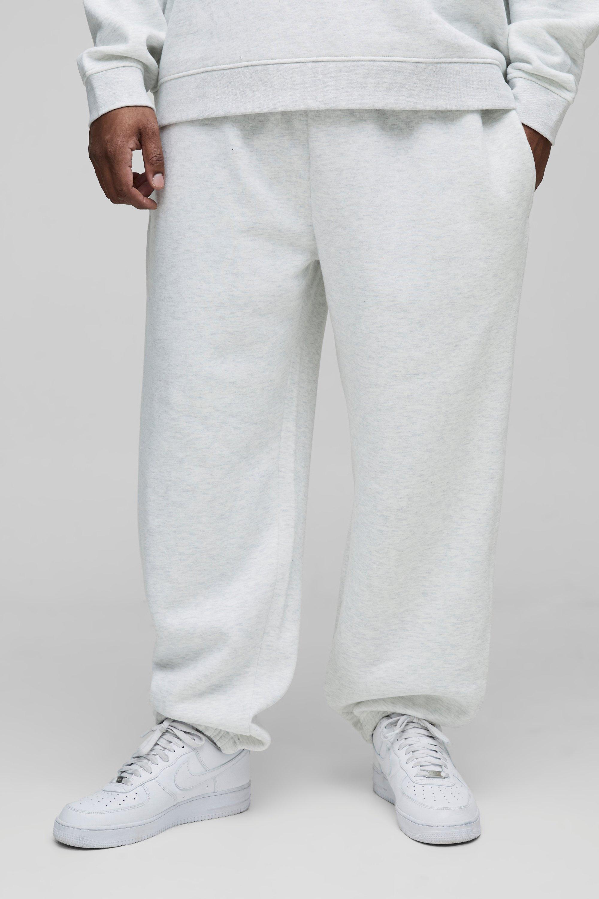 Mens Grey Plus 330GSM Relaxed Fit Basic Joggers, Grey