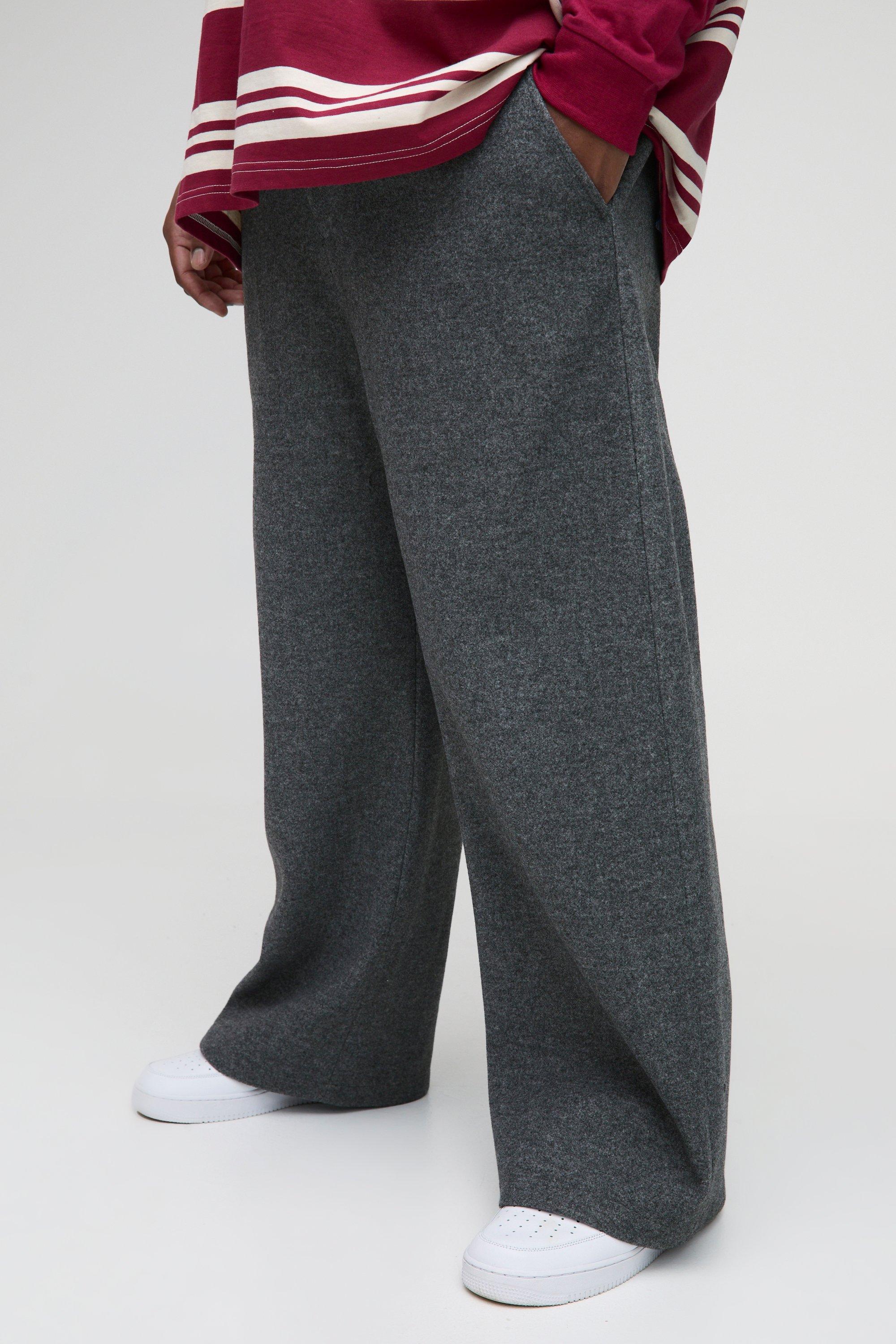 Mens Grey Plus 330GSM Oversized Fit Basic Joggers, Grey