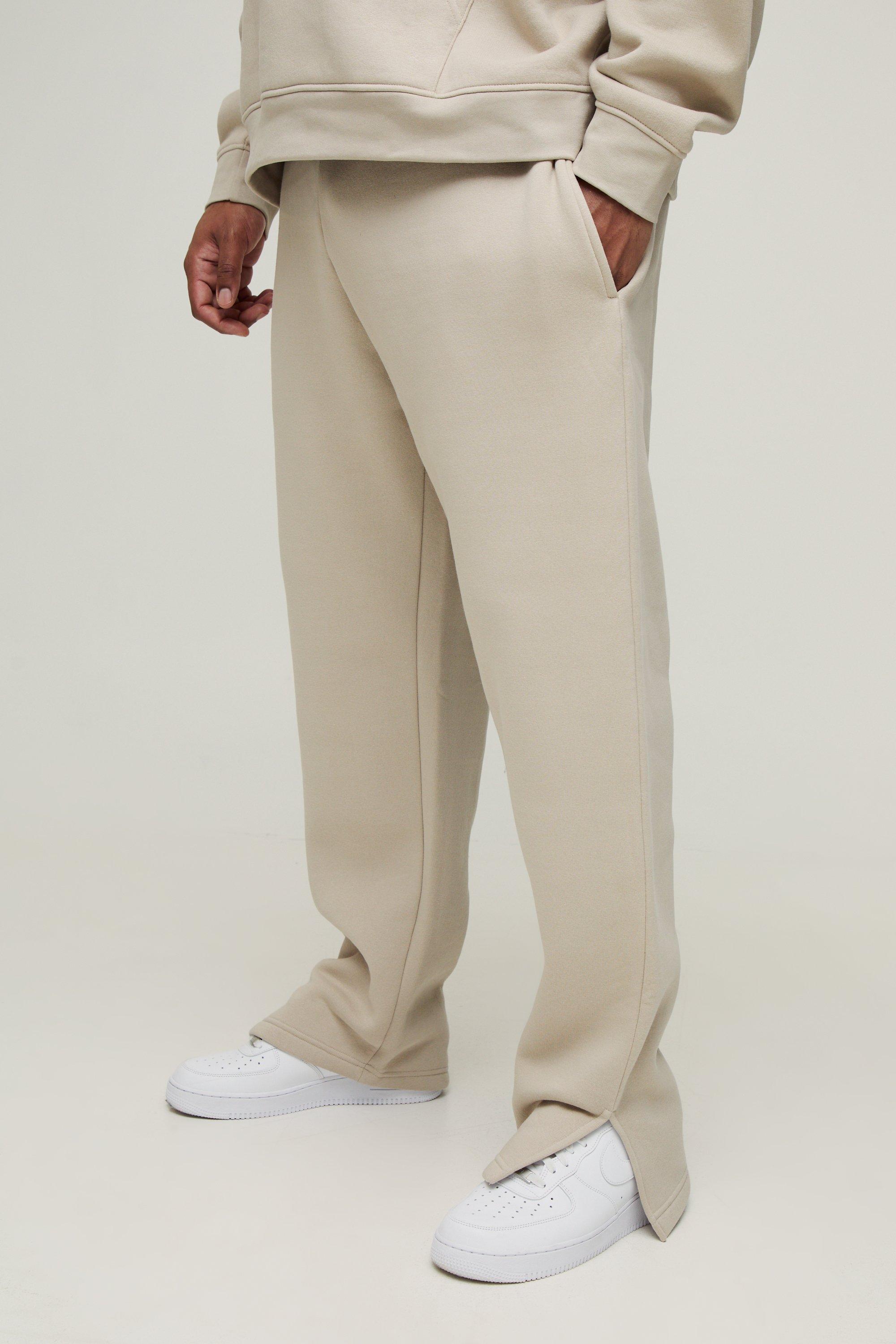 Pantaloni tuta Plus Size Regular Fit in 330 GSM con spacco sul fondo, Beige