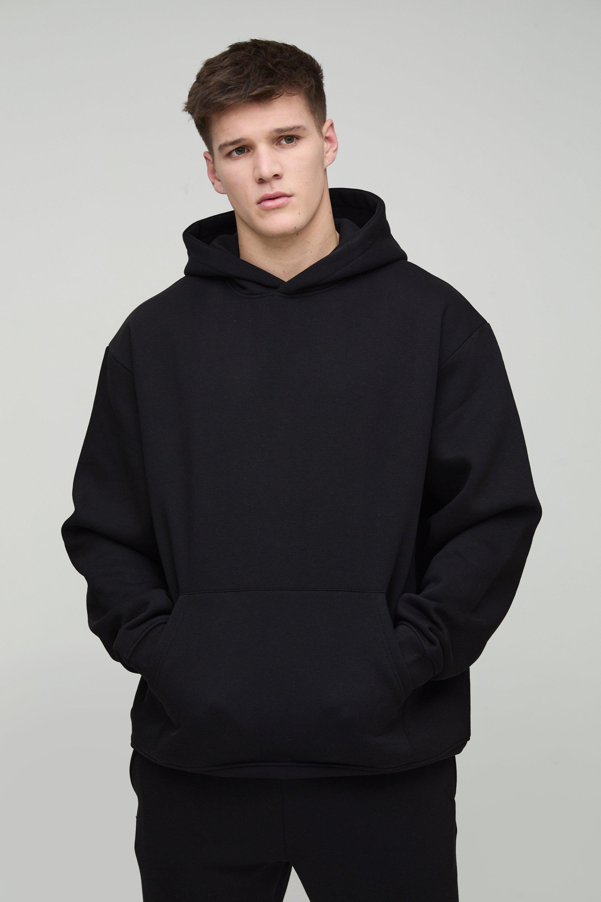 Felpa Tall oversize Basic oversize da 330 g/mq con cappuccio, Nero