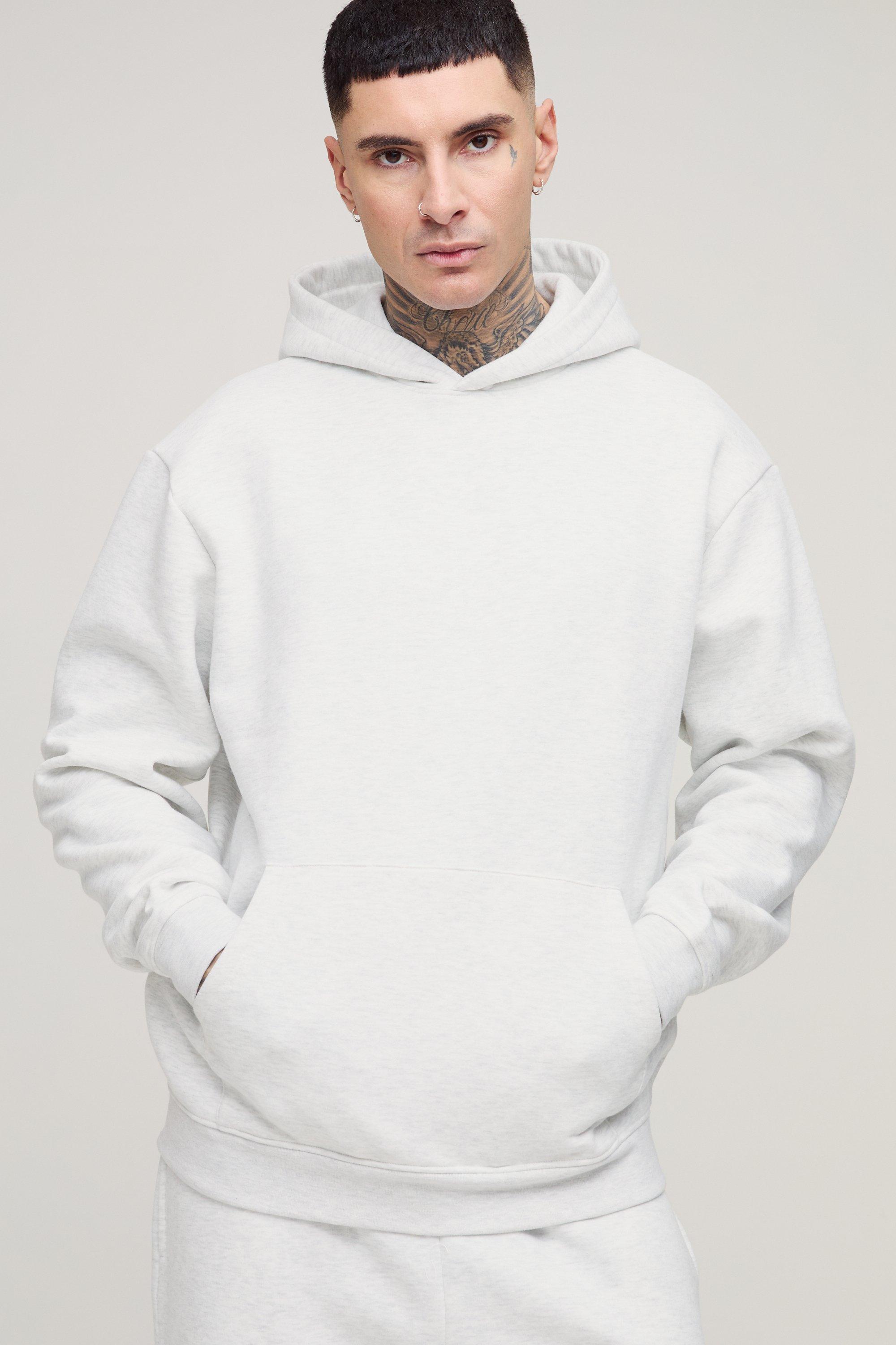 Mens Grey Tall 330GSM Basic Oversized Over The Head Hoodie, Grey