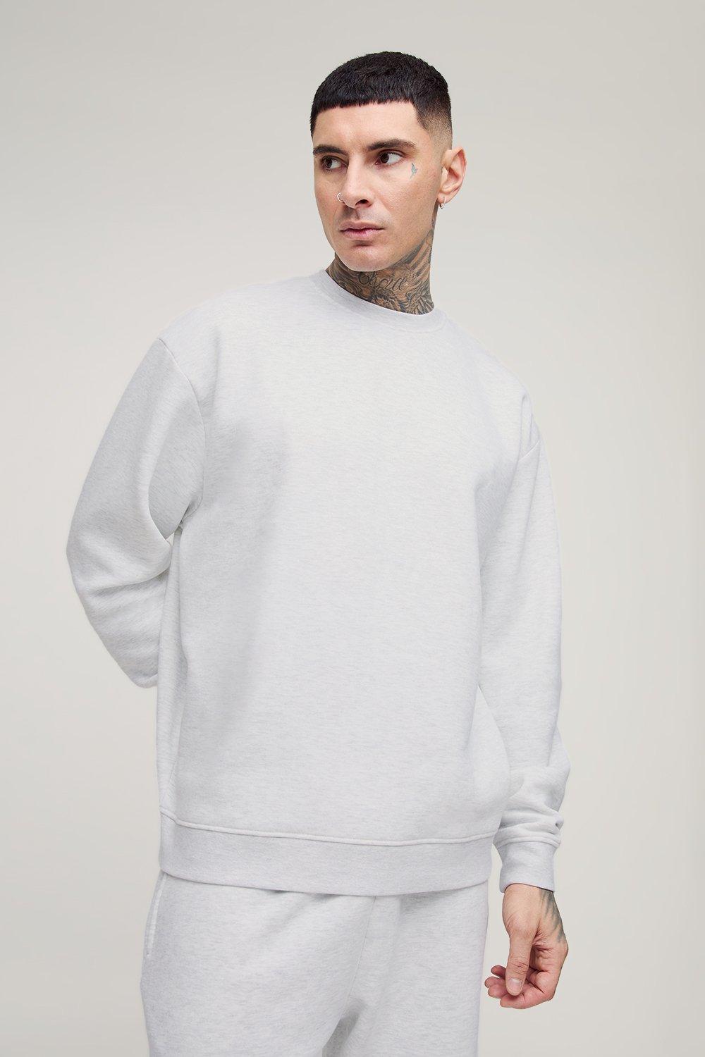 Felpa a girocollo Tall oversize Basic da 330 g/mq, Grigio