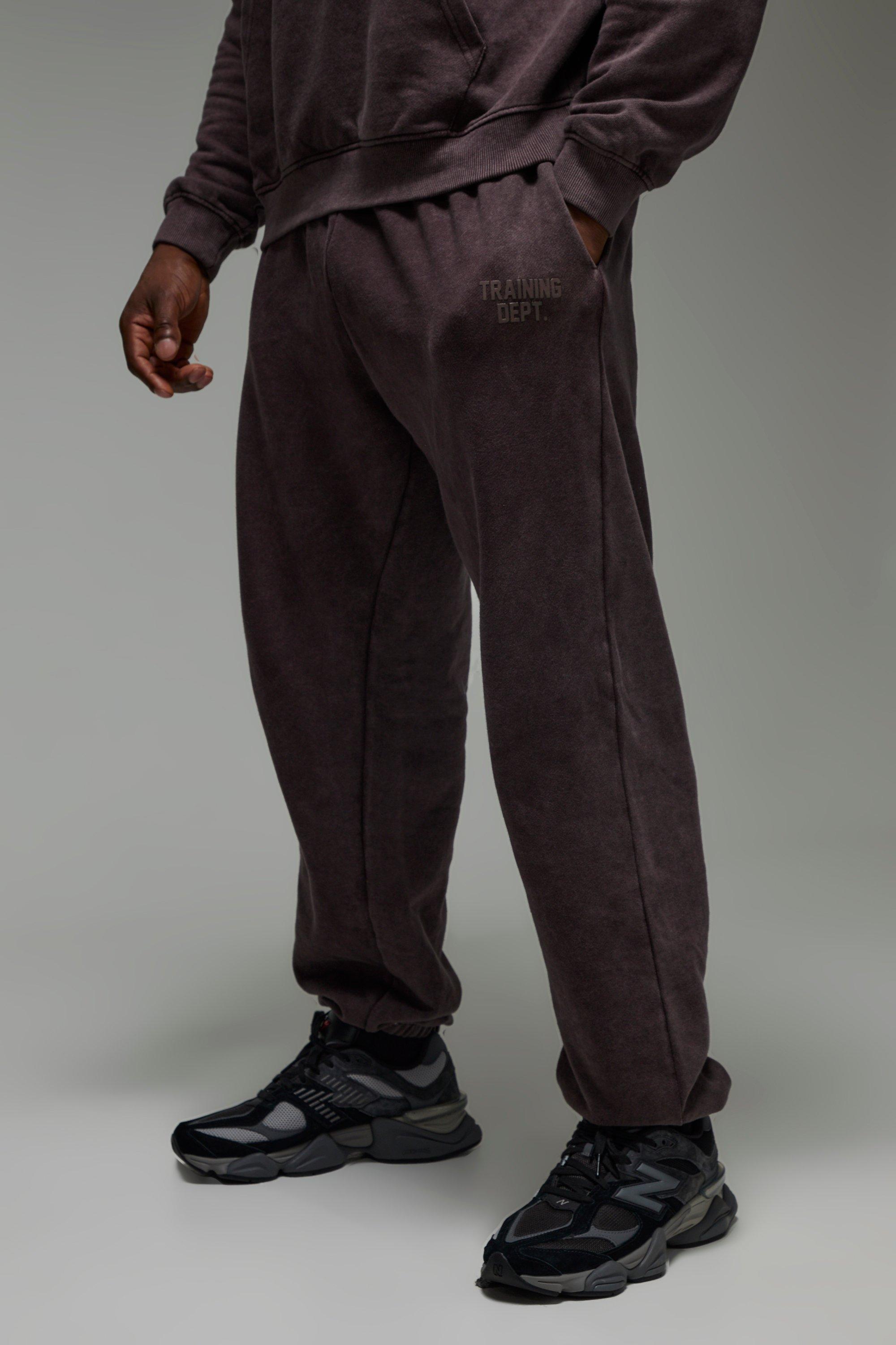 Mens Brown Training Dept Oversized Washed Jogger, Brown