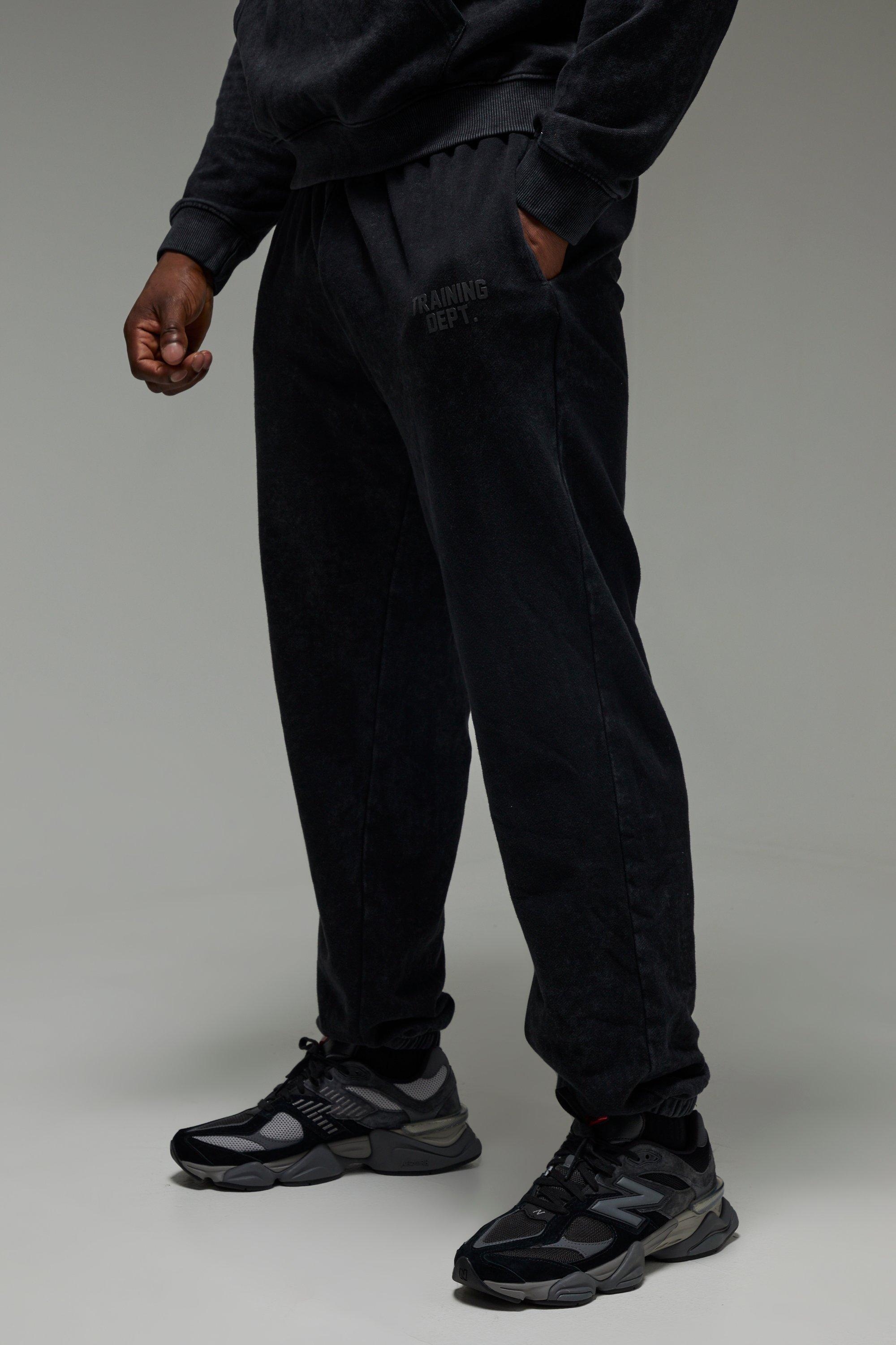 Mens Black Man Active Training Dept Oversized Washed Jogger, Black