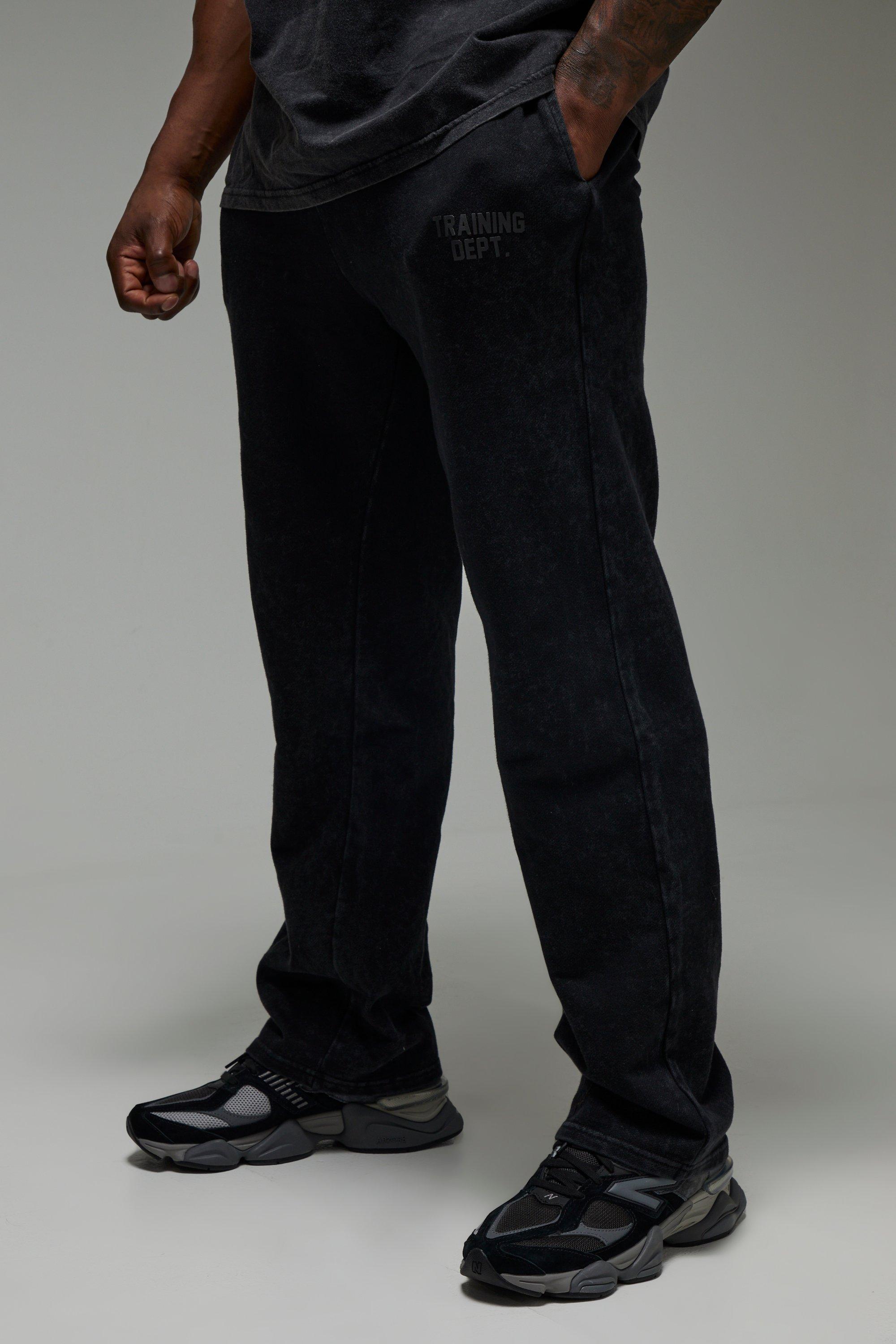 Mens Black Man Active Training Dept. Straight Leg Washed Jogger, Black