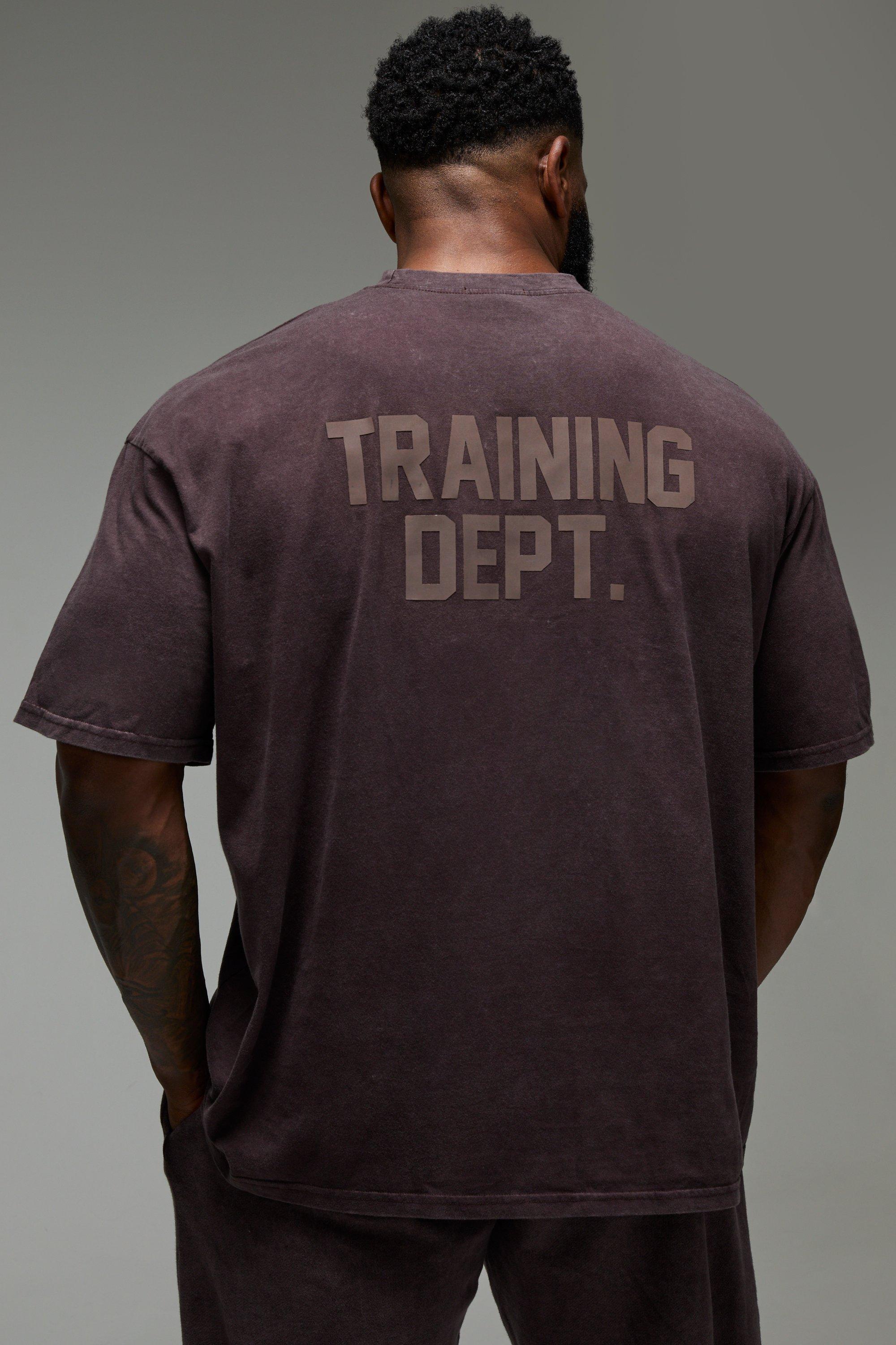 Mens Brown Man Active Training Dept. Oversized Washed T-shirt, Brown
