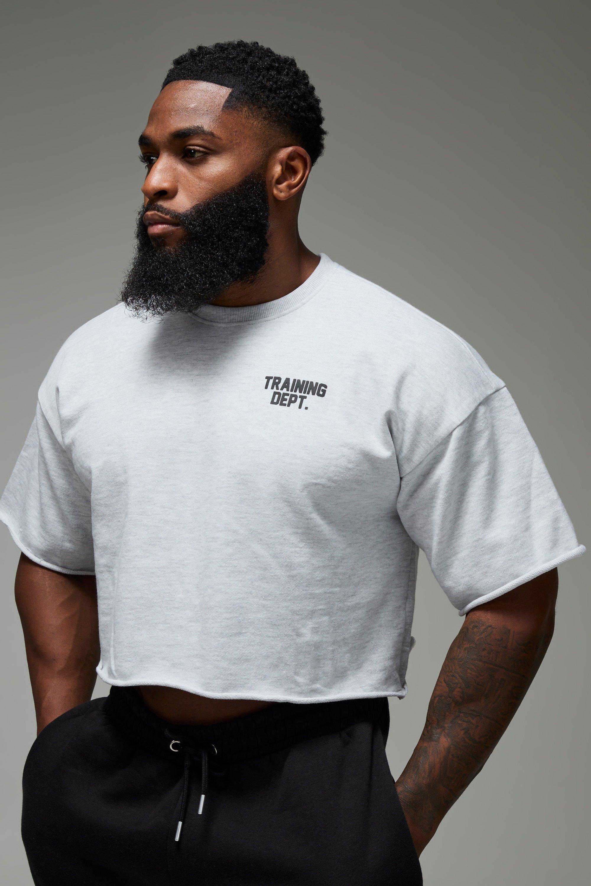 Mens Grey Man Active Training Dept Short Cropped Sleeve Sweat, Grey