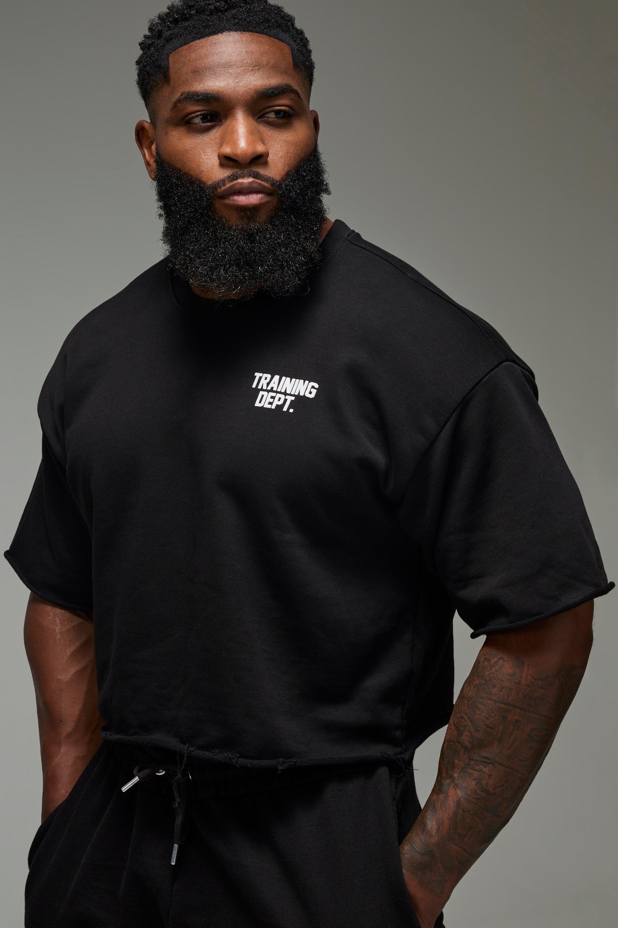 Mens Black Man Active Training Dept Short Cropped Sleeve Sweat, Black