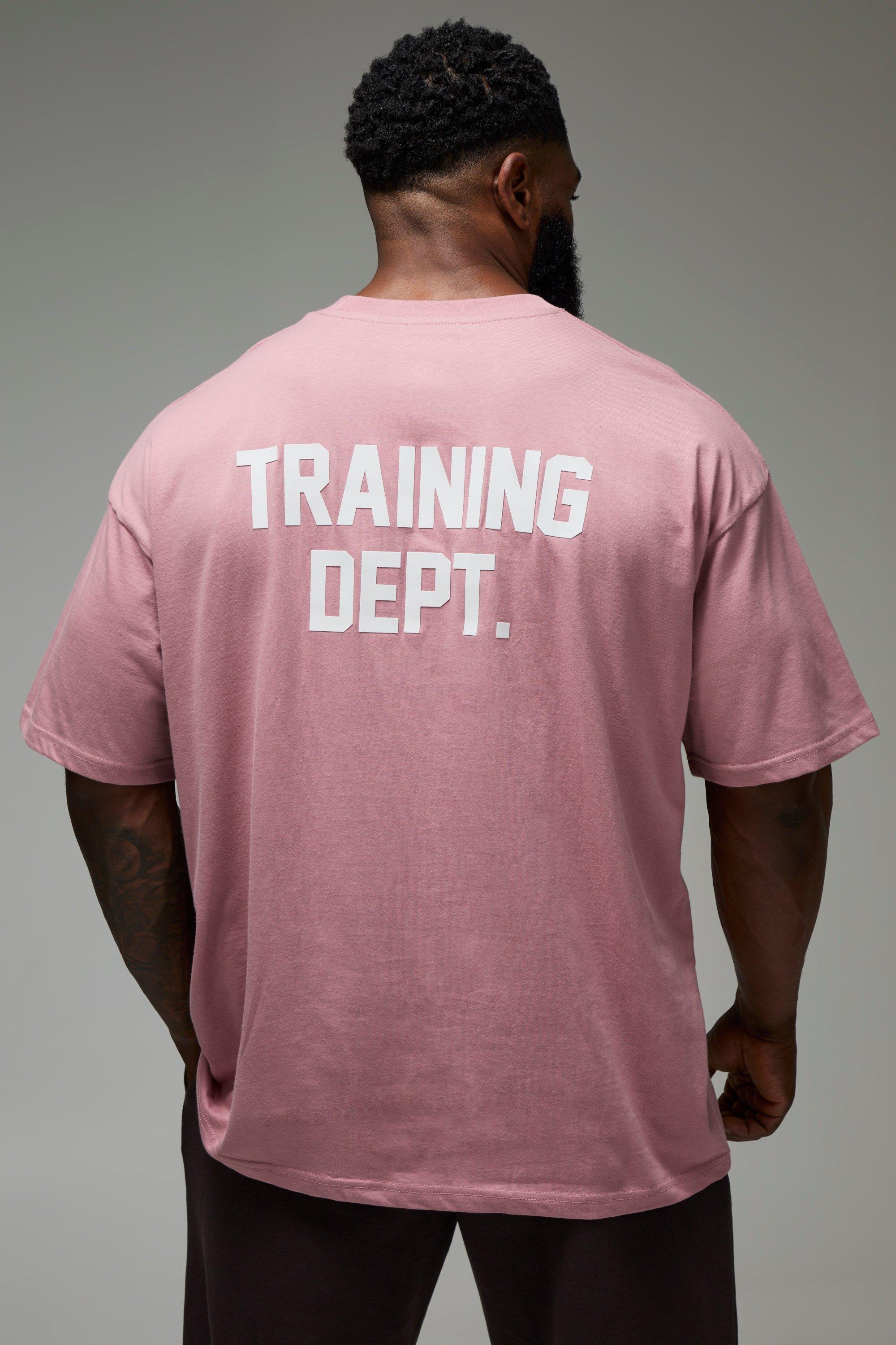 Mens Pink Man Active Training Dept. Oversized T-shirt, Pink
