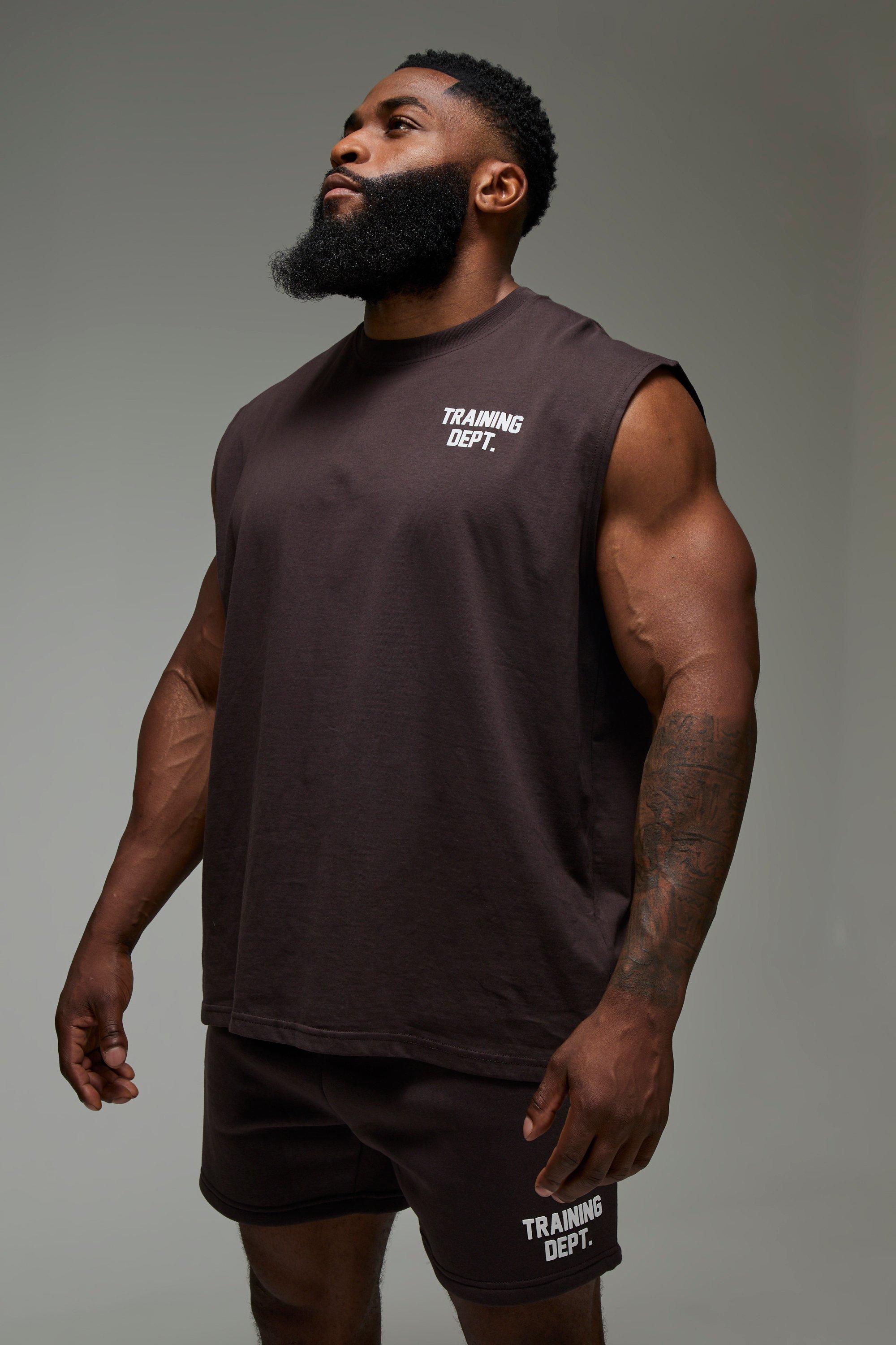 Mens Brown Man Active Training Dept. Oversized vest, Brown