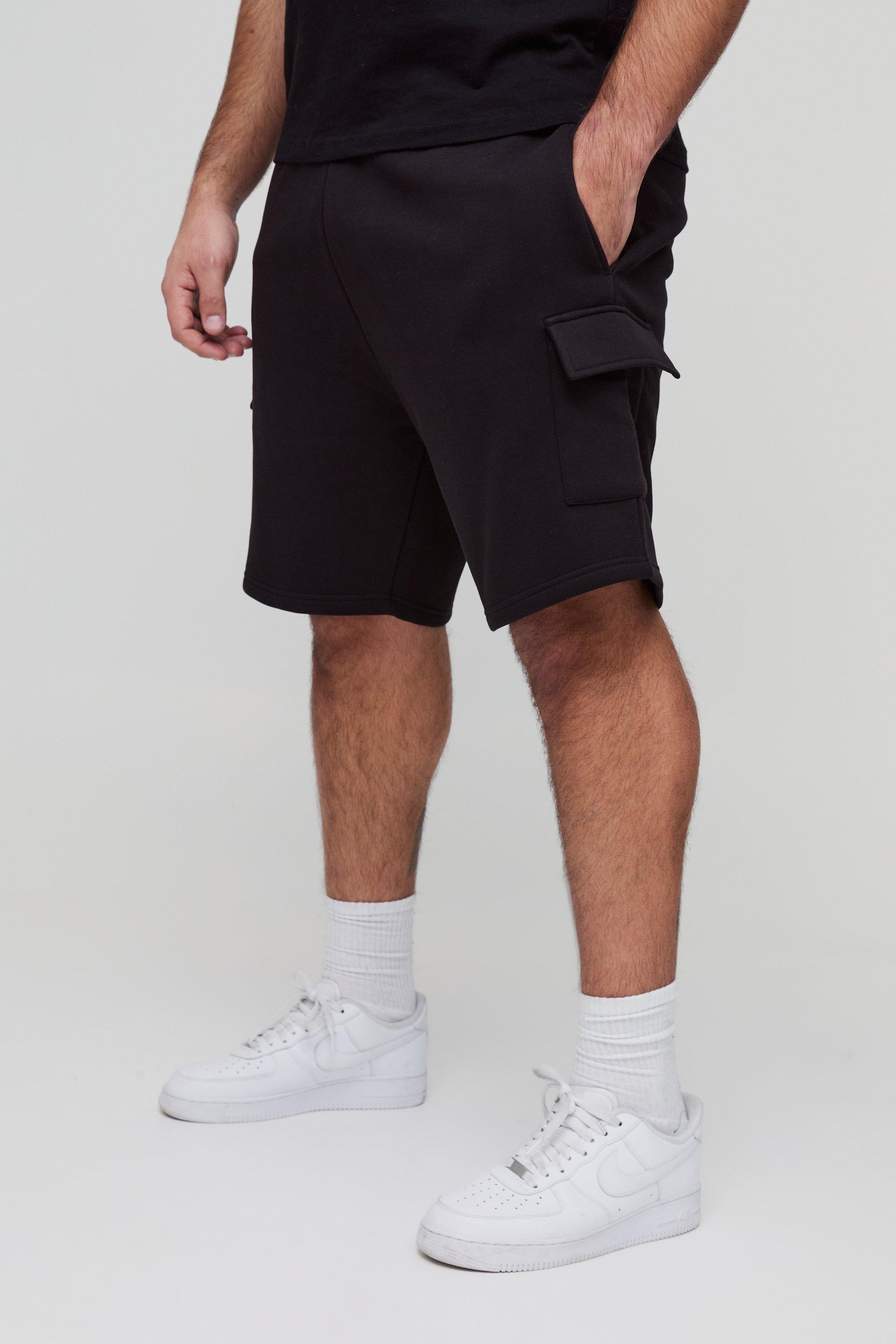 Pantaloncini Cargo medi Taglie Forti comodi, Nero