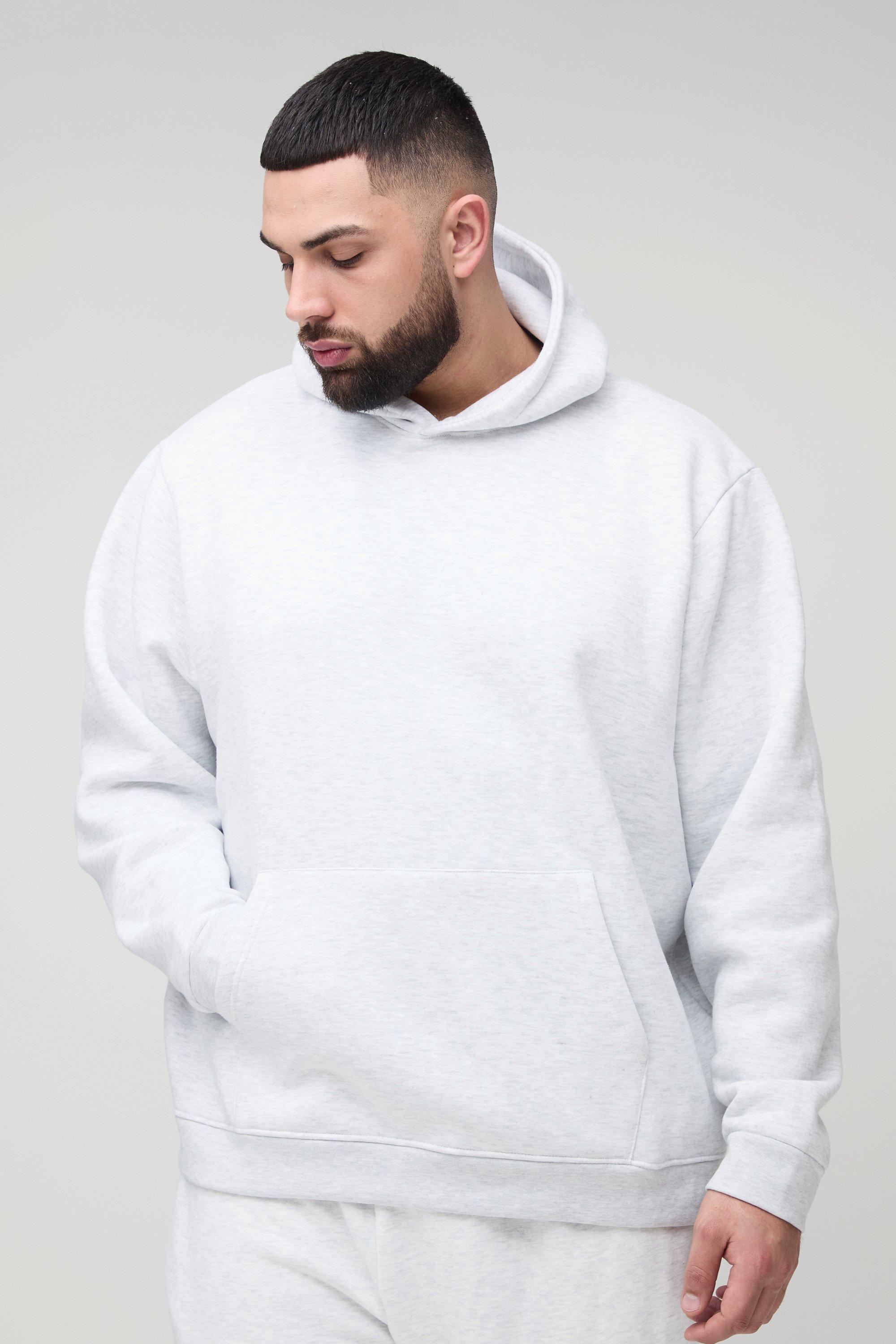 Felpa Plus Size Basic oversize da 330 g/mq con cappuccio, Grigio