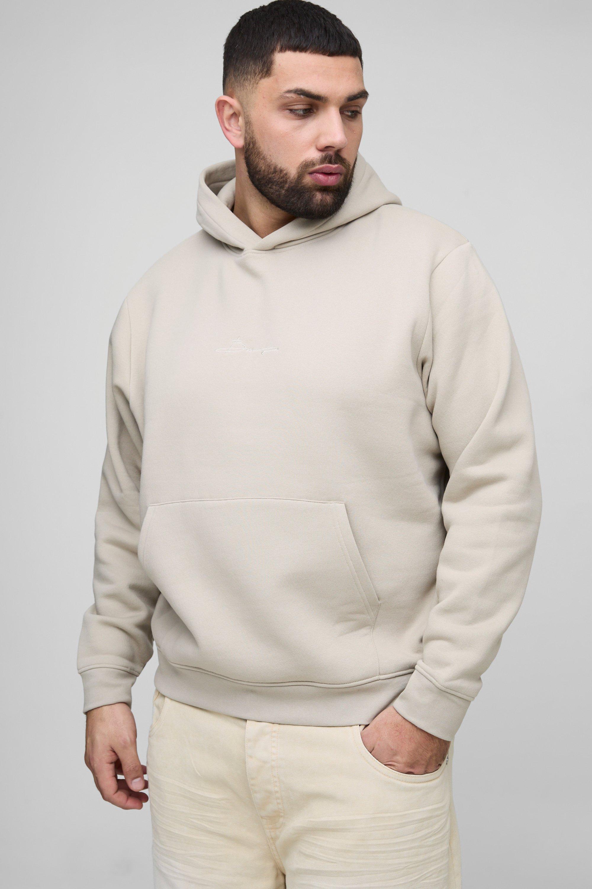 Plus 330GSM Homme Over The Head Regular Fit Hoodie, Beige