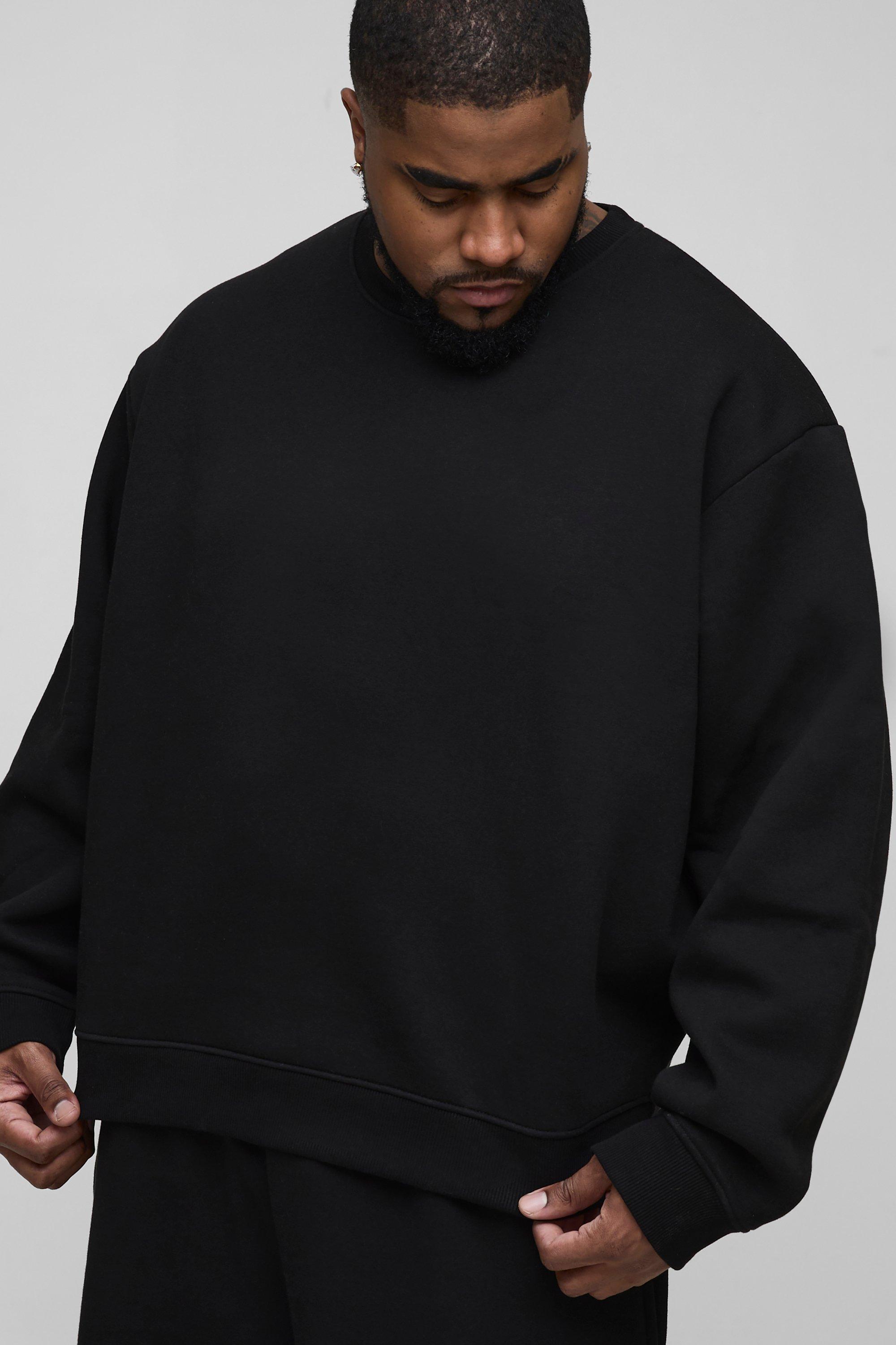 Felpa Plus Size squadrata oversize Basic da 330 g/mq, Nero